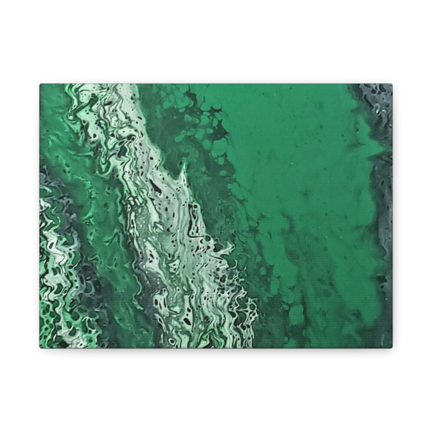 Emerald Wave Abstract Canvas Print — Matte Stretched Wall Art