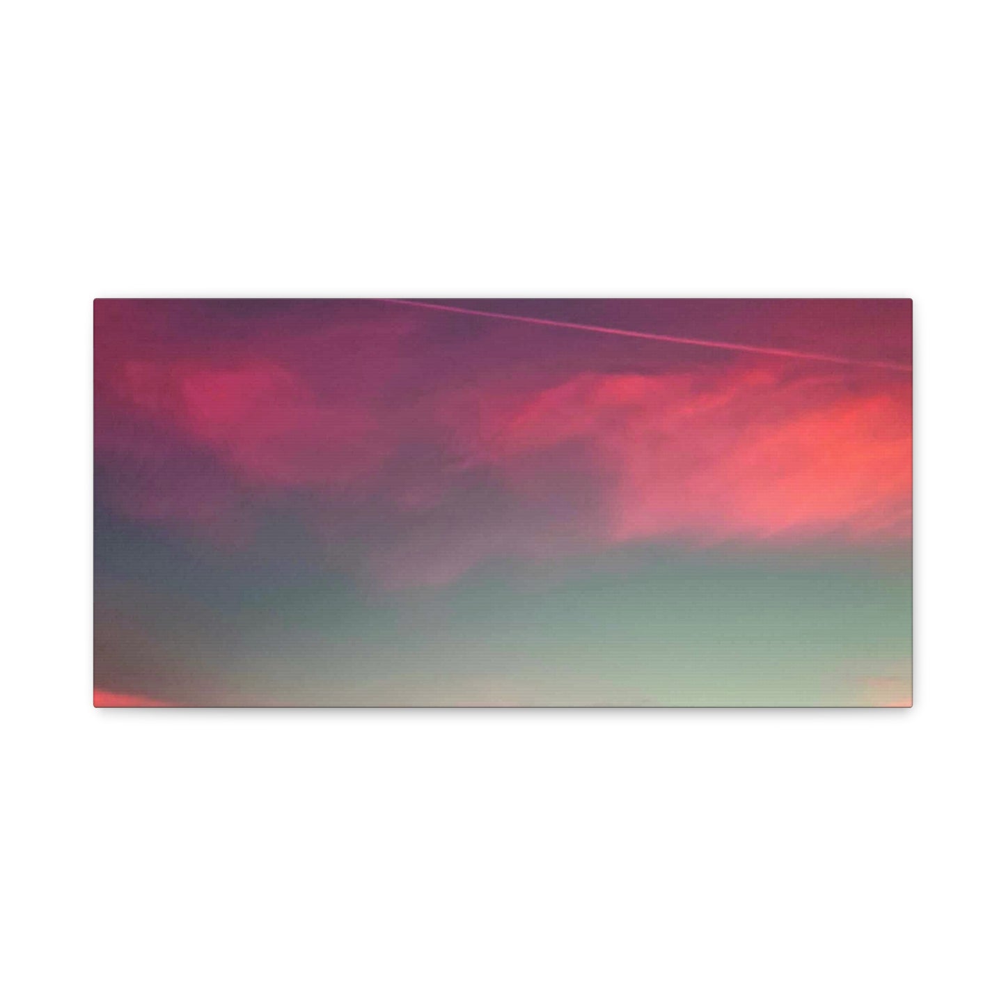 pink sky at morning - Horizon Matte Canvas Print — Vibrant Pink & Teal Sky Wall Art, Stretched 1.25"