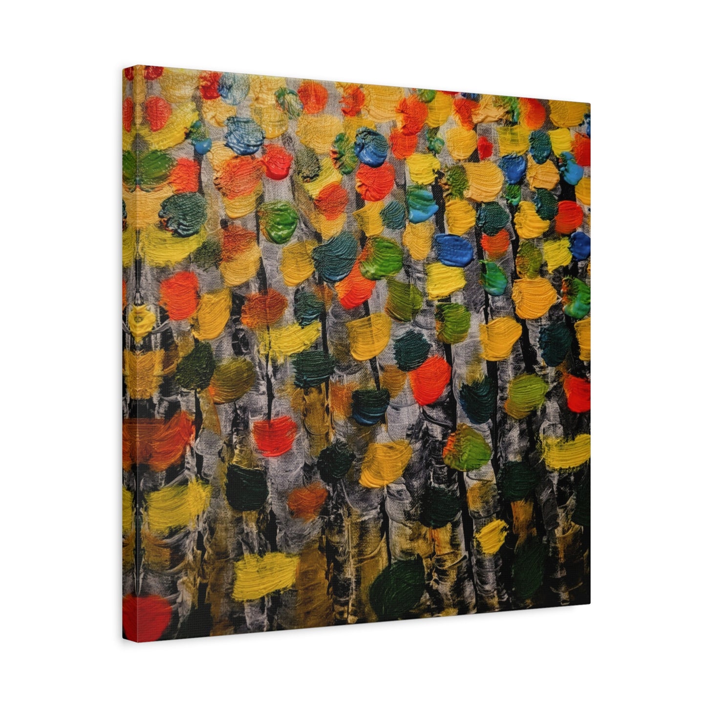 birch trees with color strokes - Abstract Color Bloom Matte Canvas Wall Art — Stretched 1.25"