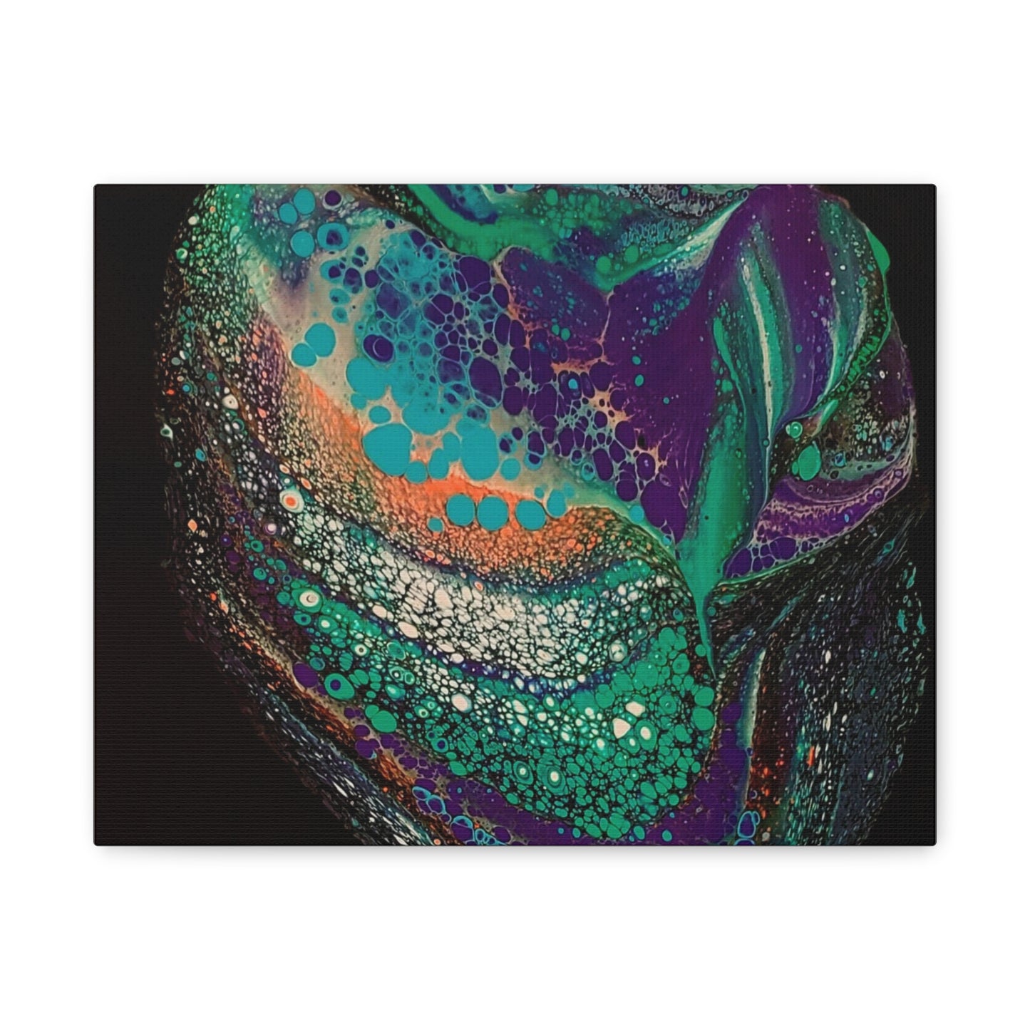 Abstract Fluid Art Canvas Print — Teal, Purple & Gold Swirl Matte Stretched Wall Art