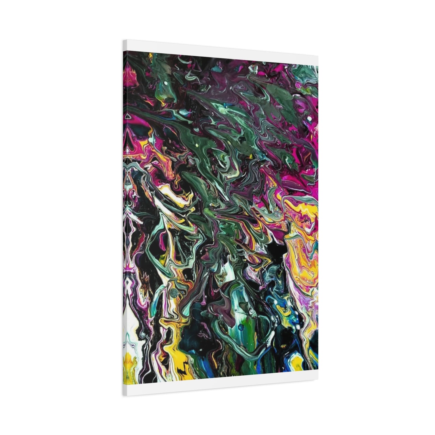 chaos in the garden - Abstract Fluid Art Matte Canvas Print - Colorful Swirl Wall Art