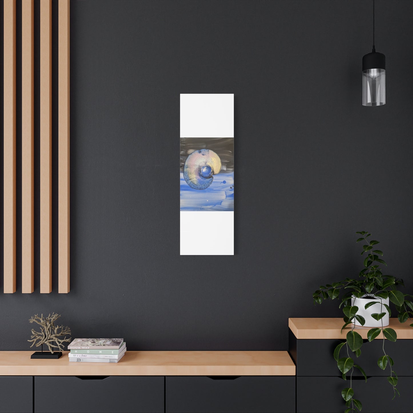 the nautilus - Abstract Blue Spiral Matte Canvas Art - Nautical Coastal Wall Decor