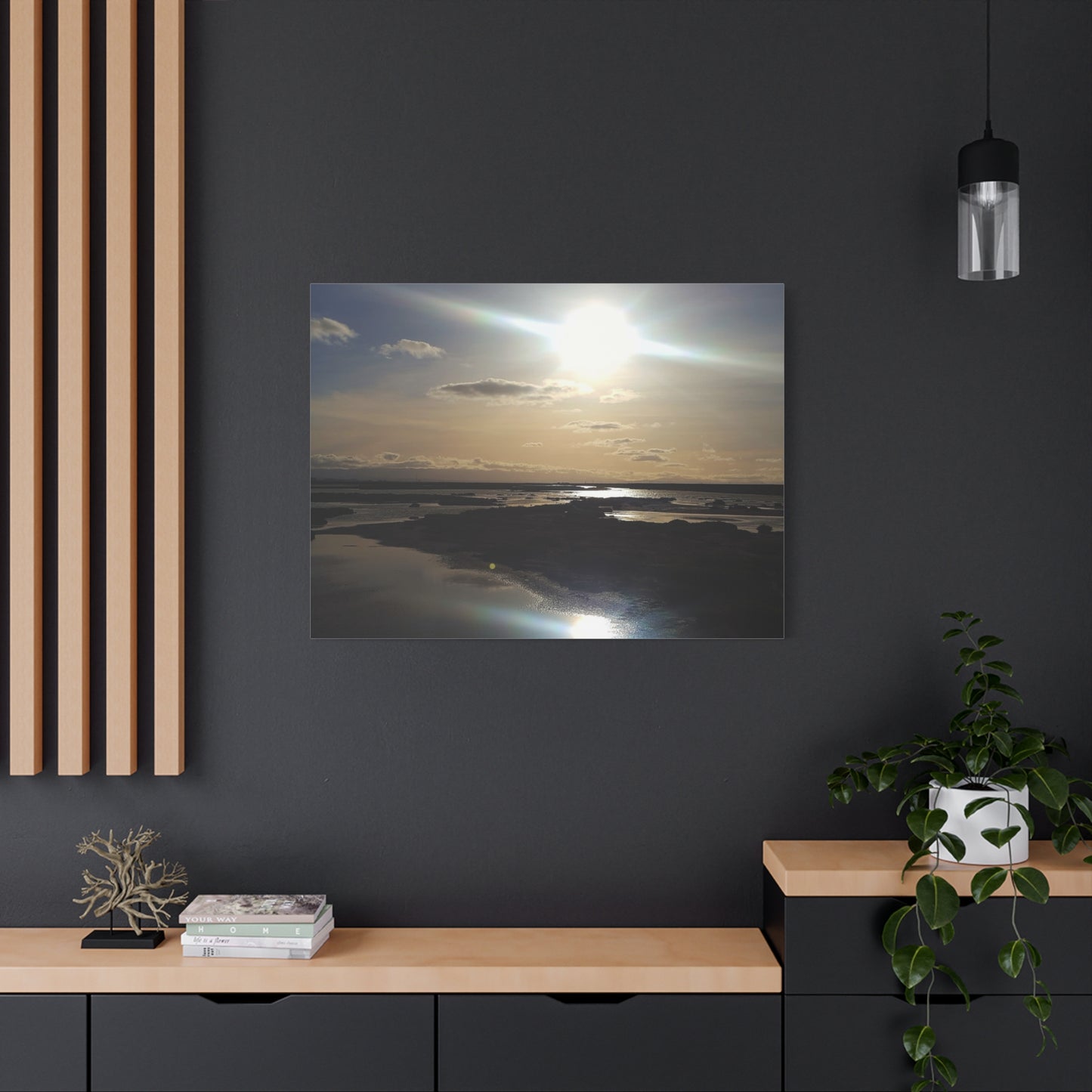 Sunlit Coastal Reflection (don edwards preserve)Canvas Print — Matte Stretched Wall Art