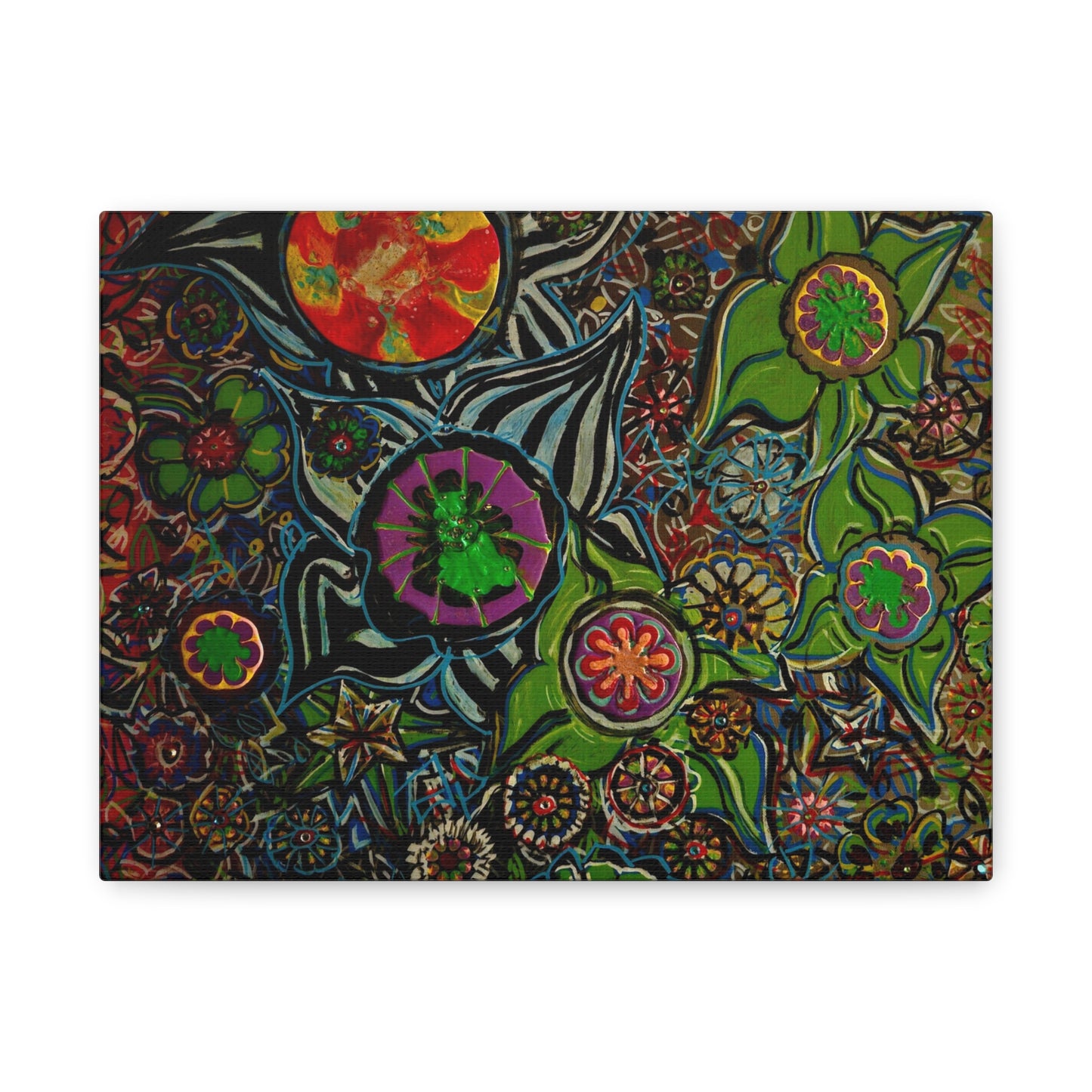 Urban_gardening-03 - Psychedelic Floral Canvas Print — Vibrant Abstract Garden Wall Art