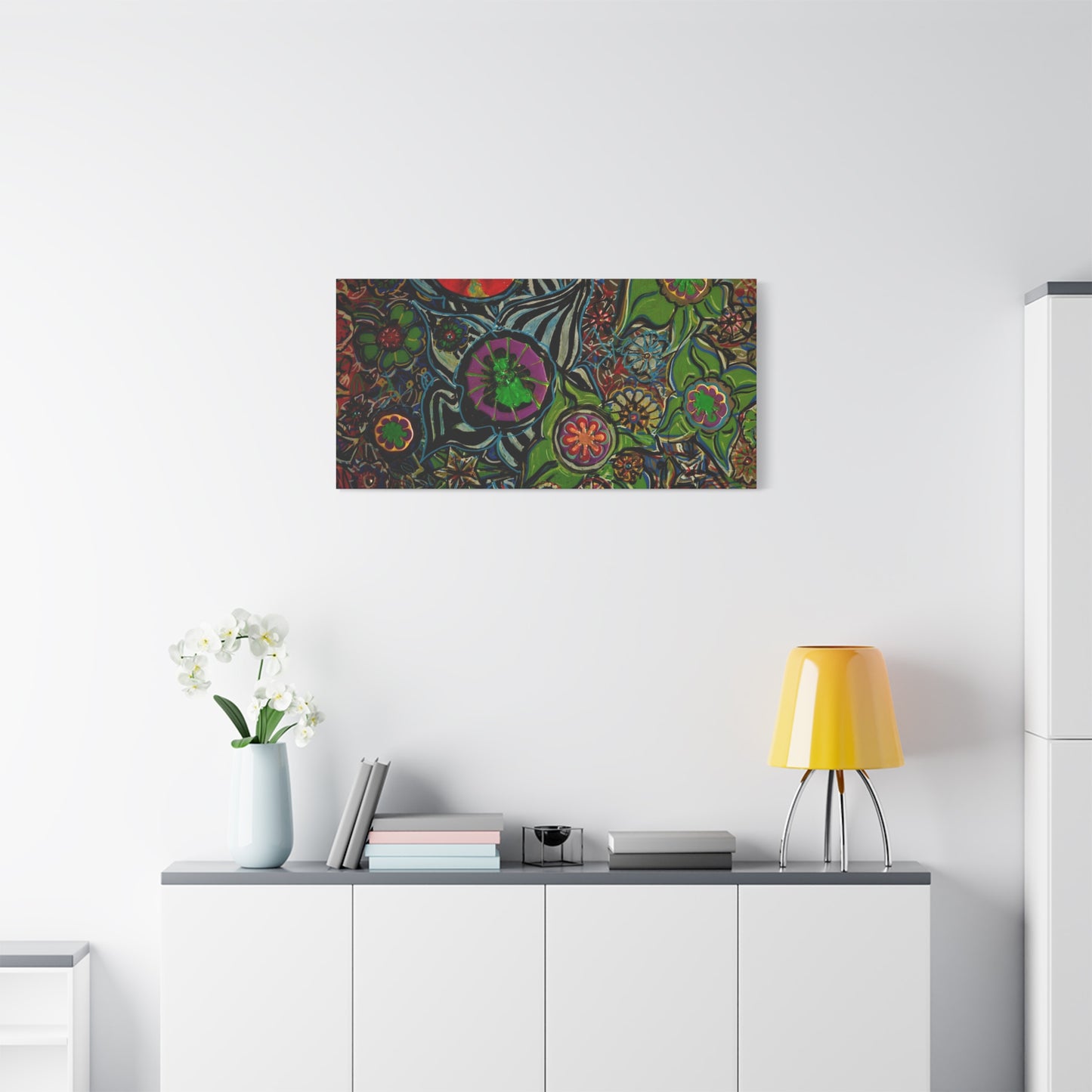 Urban_gardening-03 - Psychedelic Floral Canvas Print — Vibrant Abstract Garden Wall Art