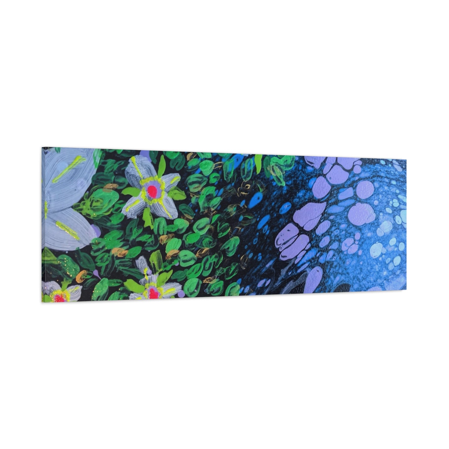 Floetrol&Flowers -  Reef Matte Canvas Wall Art — Blue & Green Abstract Flower Painting