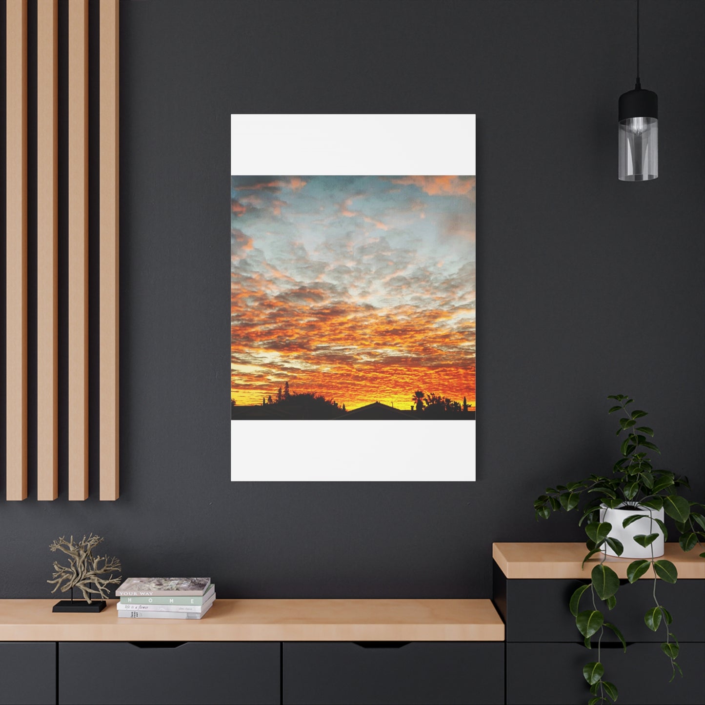 Sunset Sky Canvas Print — Orange Cloudscape Matte Stretched Wall Art