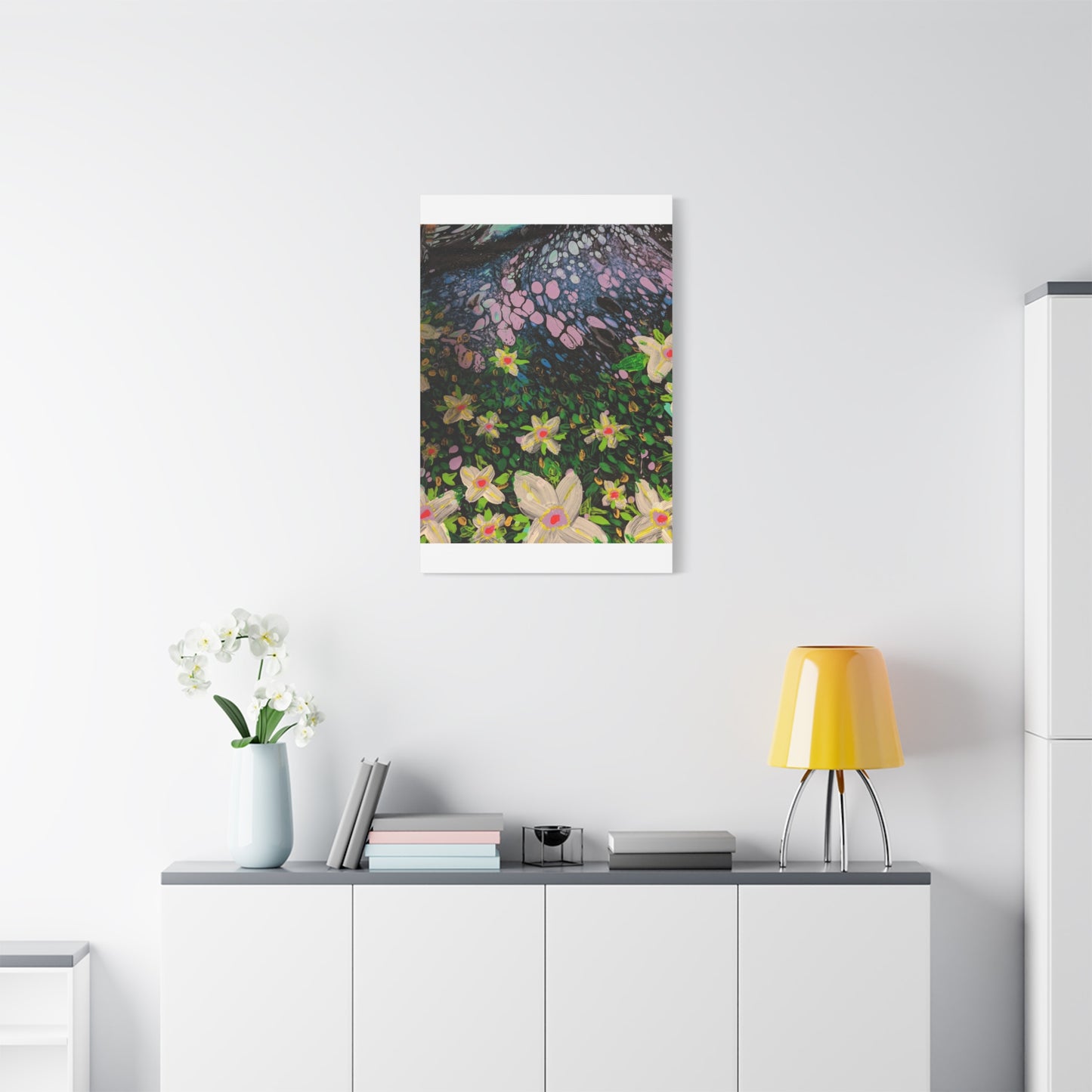 Floetrol&Flowers - Night Pour Garden Matte Canvas Print — Stretched Wall Art