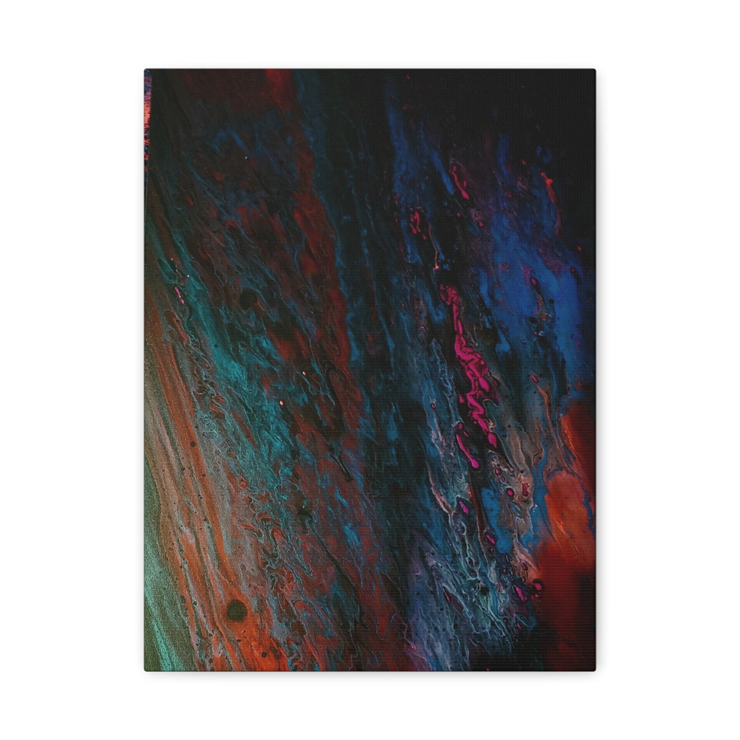 Abstract Fluid Art Canvas Wall Art - Jupiter pour — Vibrant Ocean Night Matte Stretched Canvas