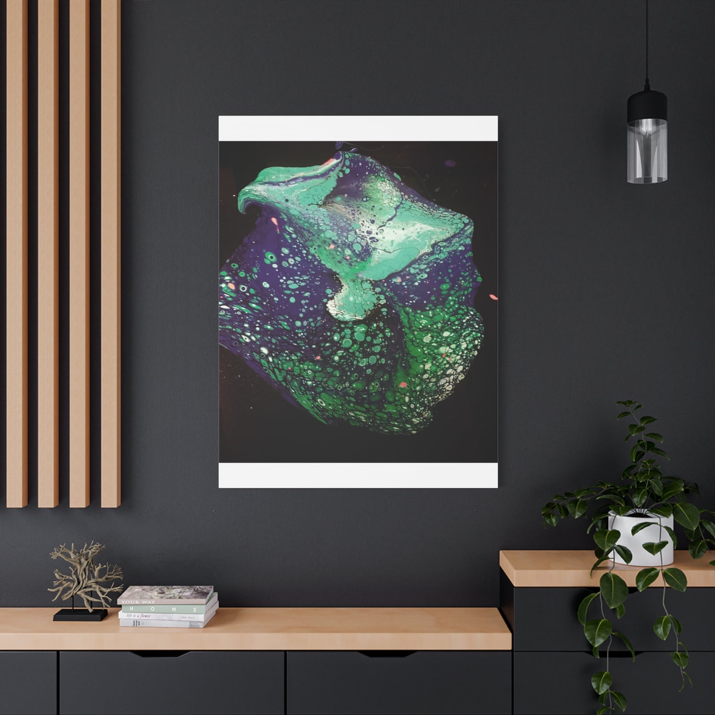 Abstract Green & Teal Fluid Art Canvas Print - Matte Stretched Wall Art