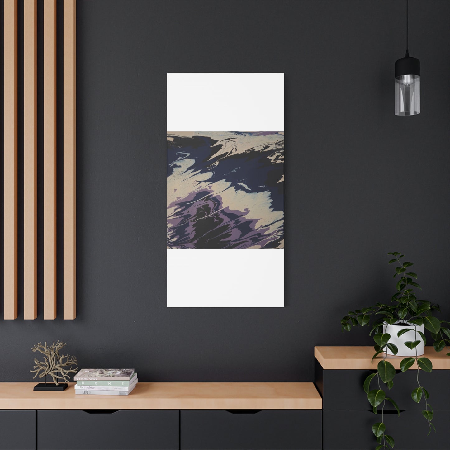 Abstract Navy & Lavender Wave Matte Stretched Canvas (1.25")