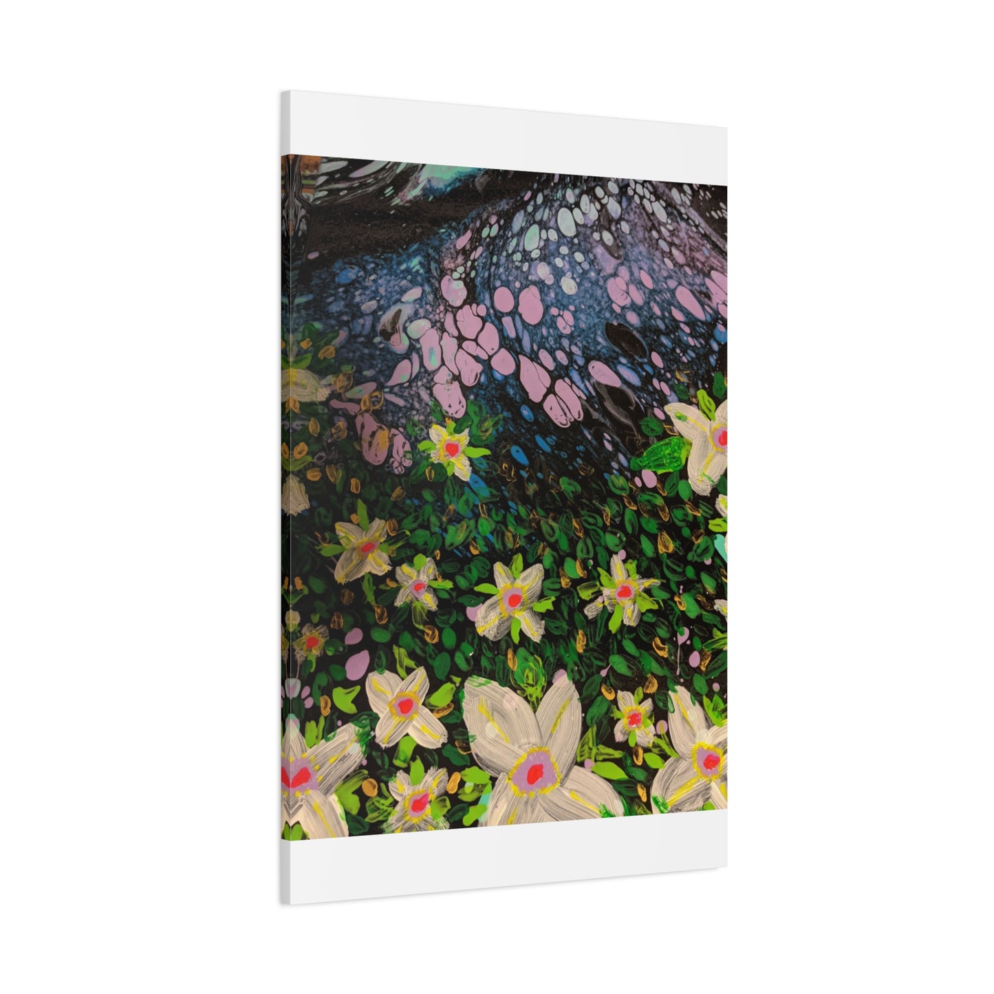 Floetrol&Flowers - Night Pour Garden Matte Canvas Print — Stretched Wall Art