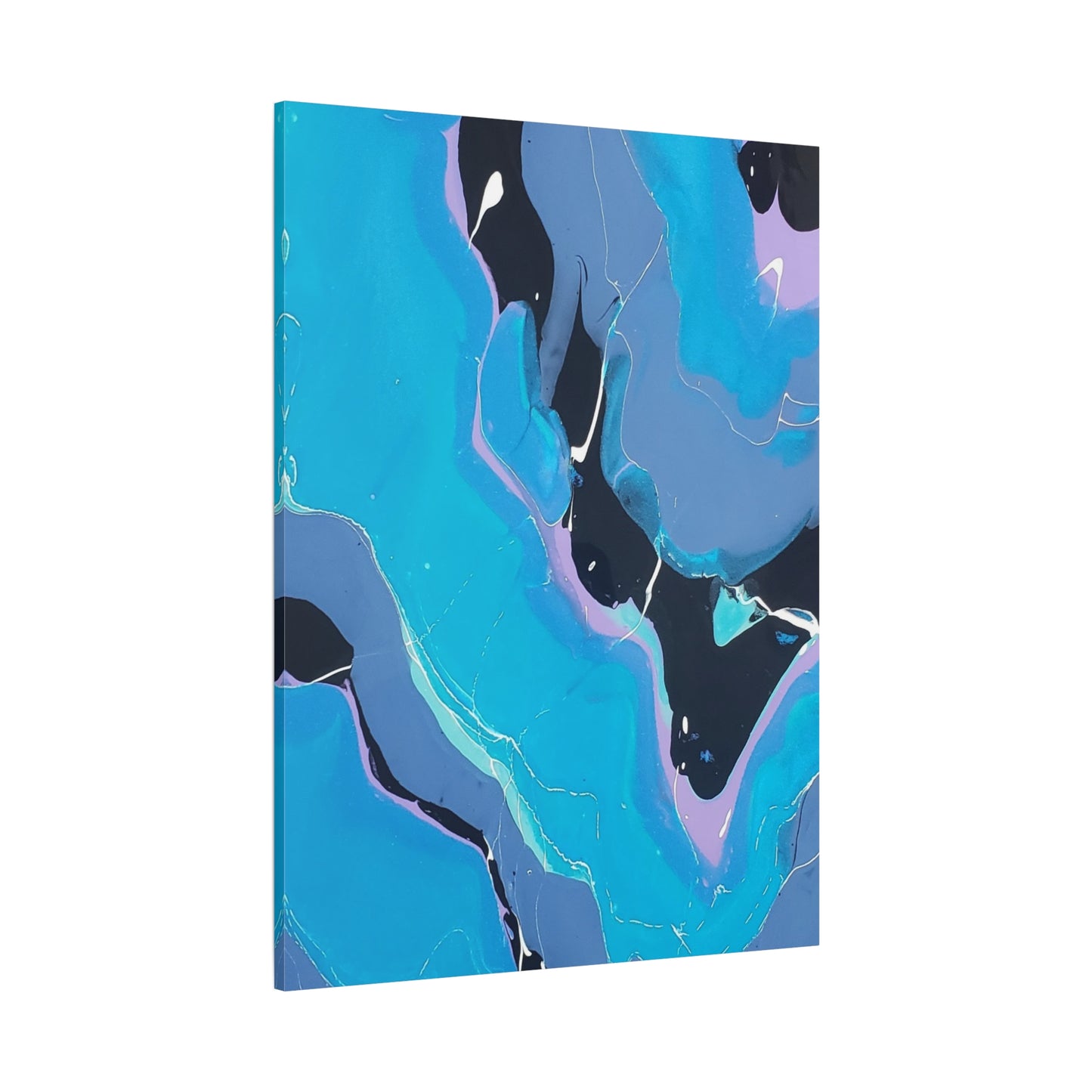 Abstract Blue Fluid Art Canvas Print — Matte Stretched Wall Art 1.25"