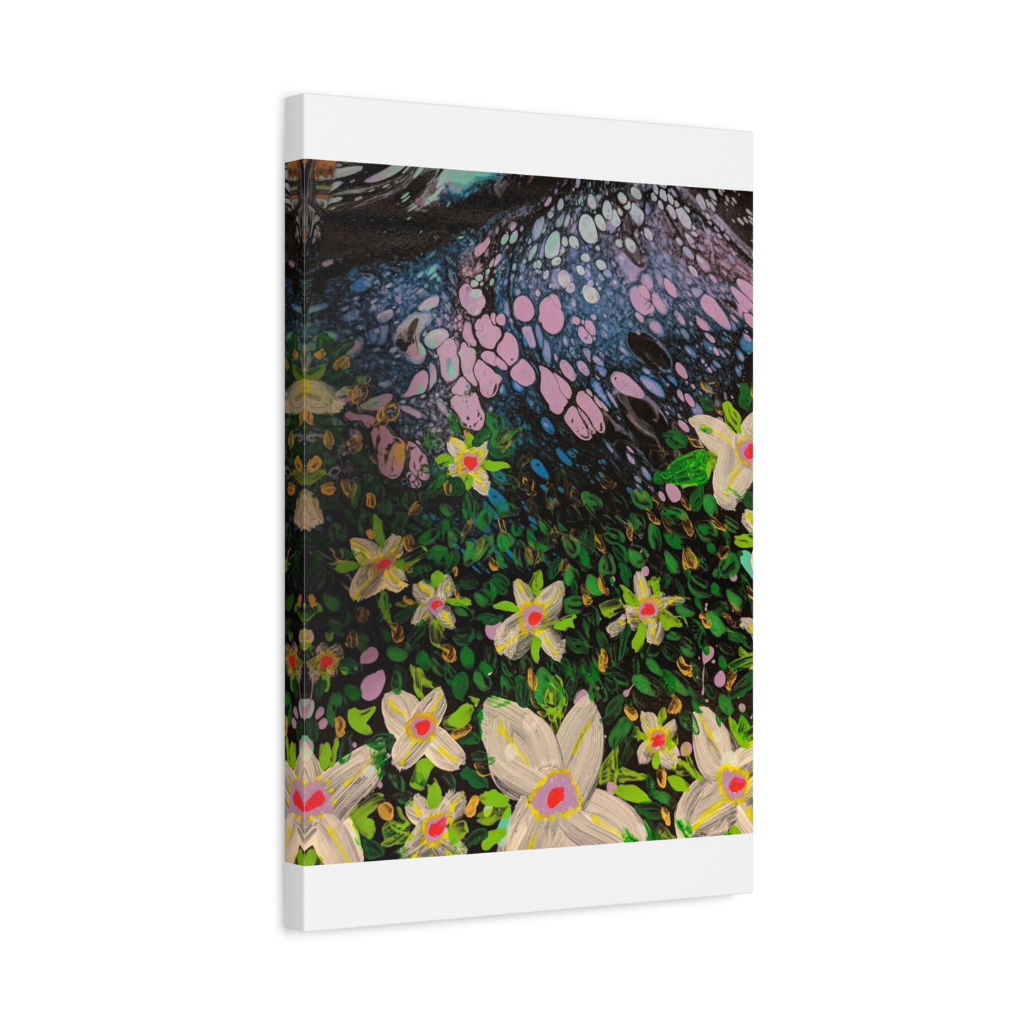 Floetrol&Flowers - Night Pour Garden Matte Canvas Print — Stretched Wall Art