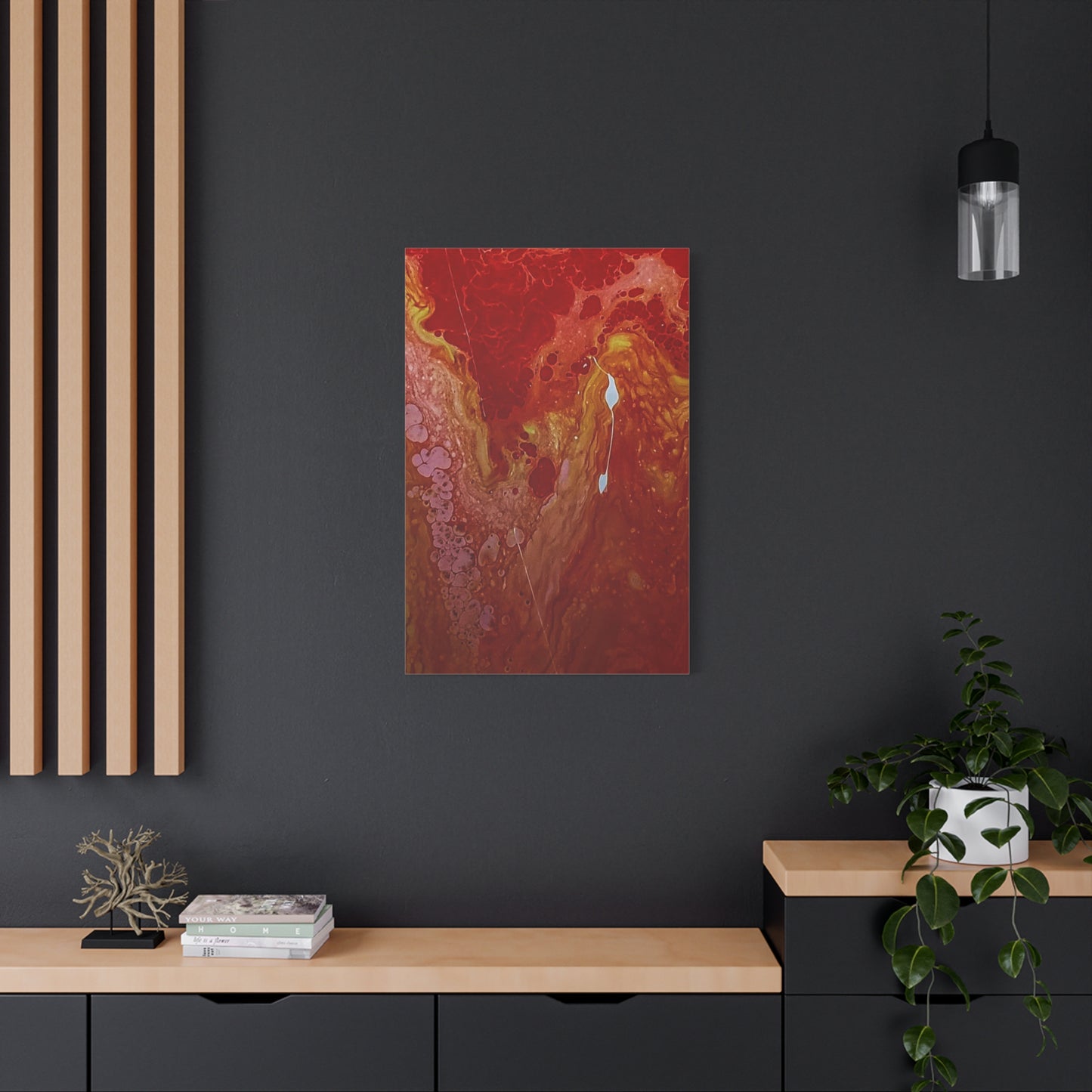 Abstract Red Fluid Art Canvas Print — Matte Stretched Wall Art