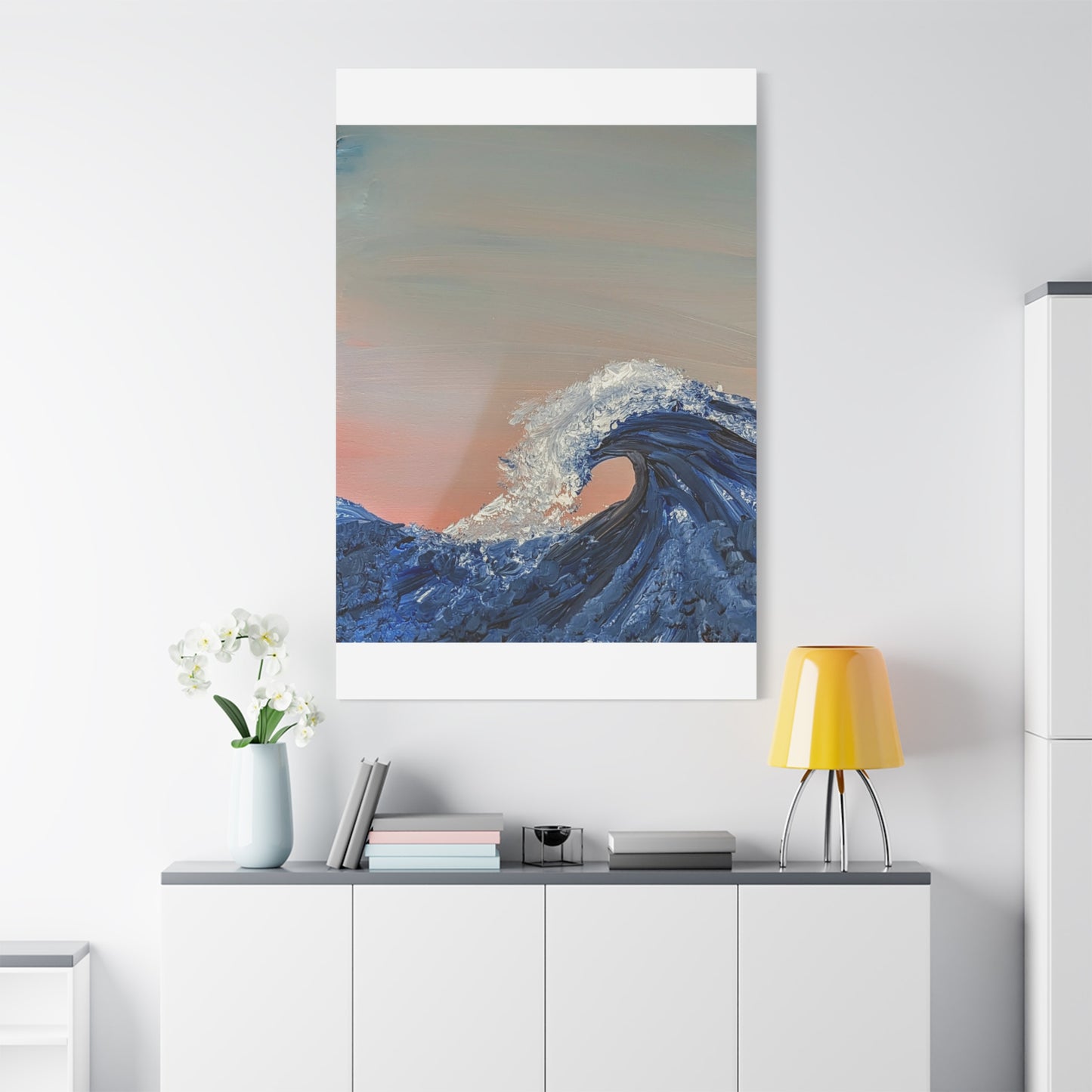 California_Coast - Ocean Wave Canvas Art — Blue Wave Seascape Matte Stretched Canvas