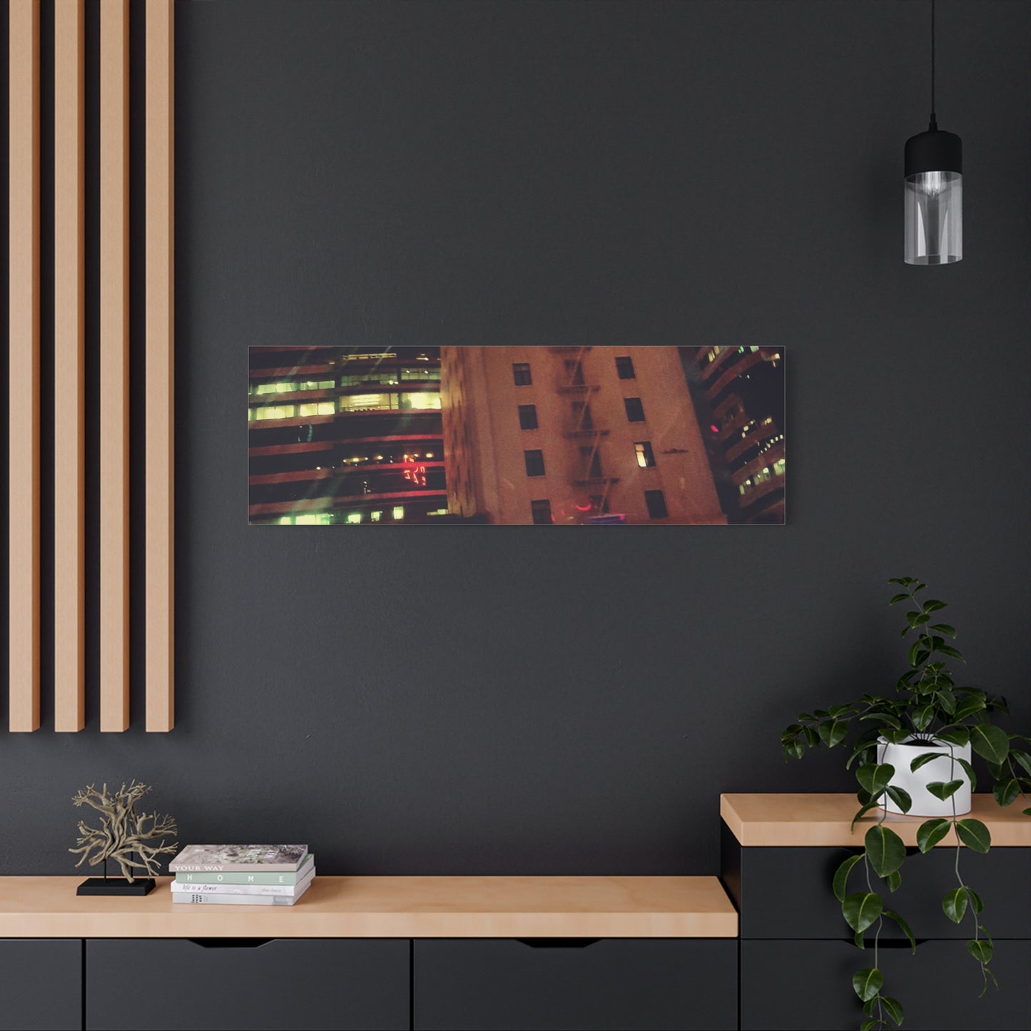 Hotel DeAnza - City Nightscape Canvas Print — Urban Street Art Building Matte Stretched 1.25"