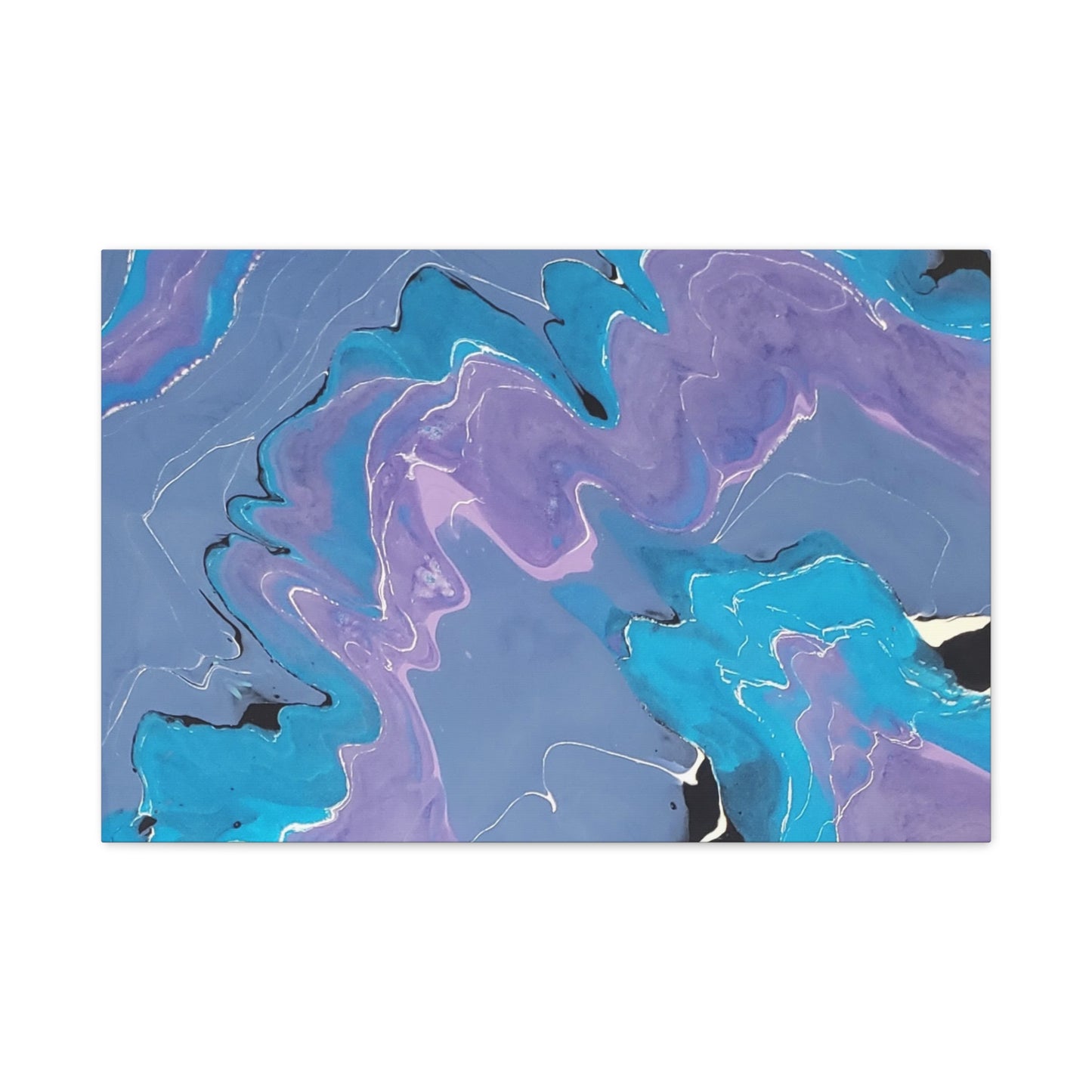 Abstract Blue & Purple Fluid Art Canvas - Matte Stretched Wall Art