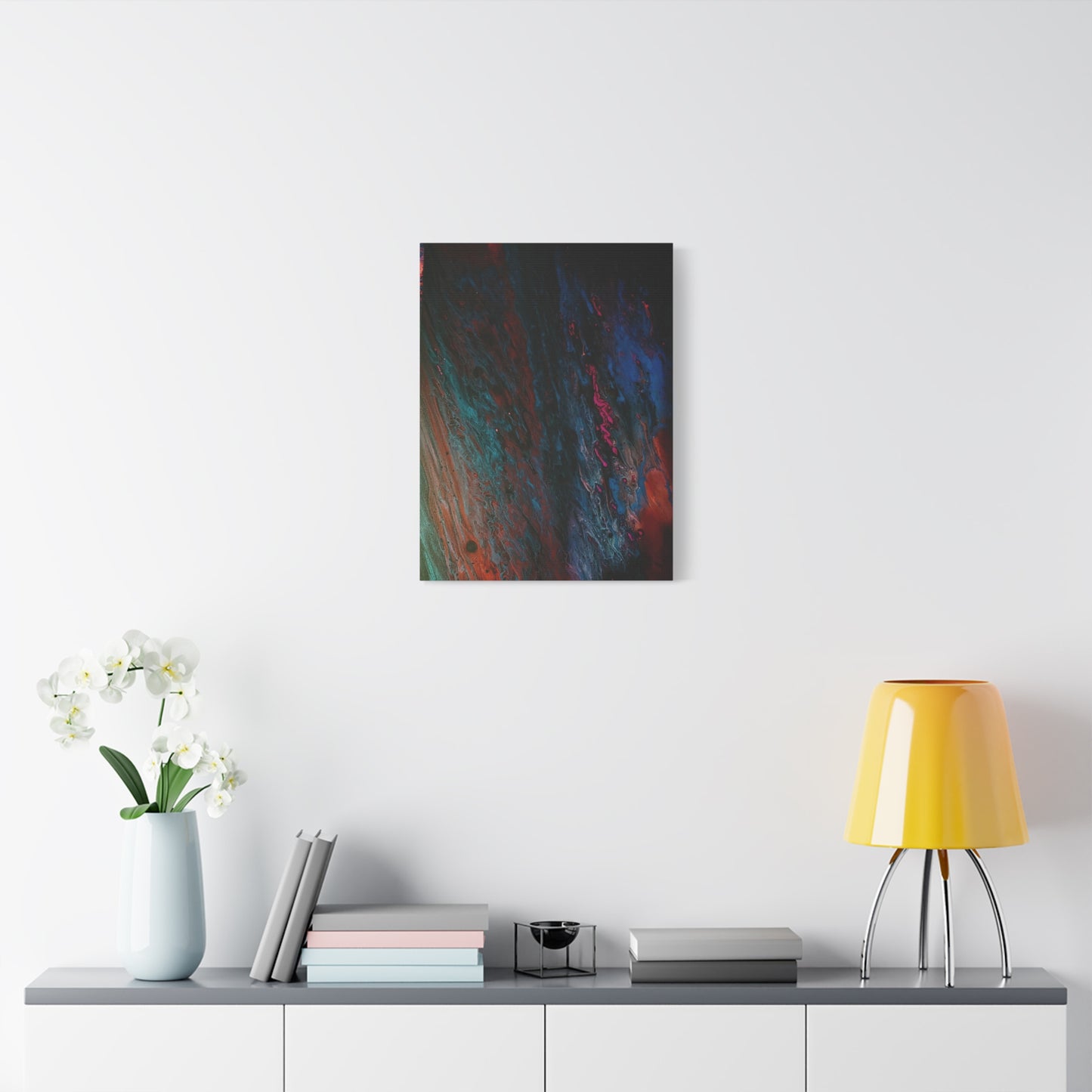 Abstract Fluid Art Canvas Wall Art - Jupiter pour — Vibrant Ocean Night Matte Stretched Canvas