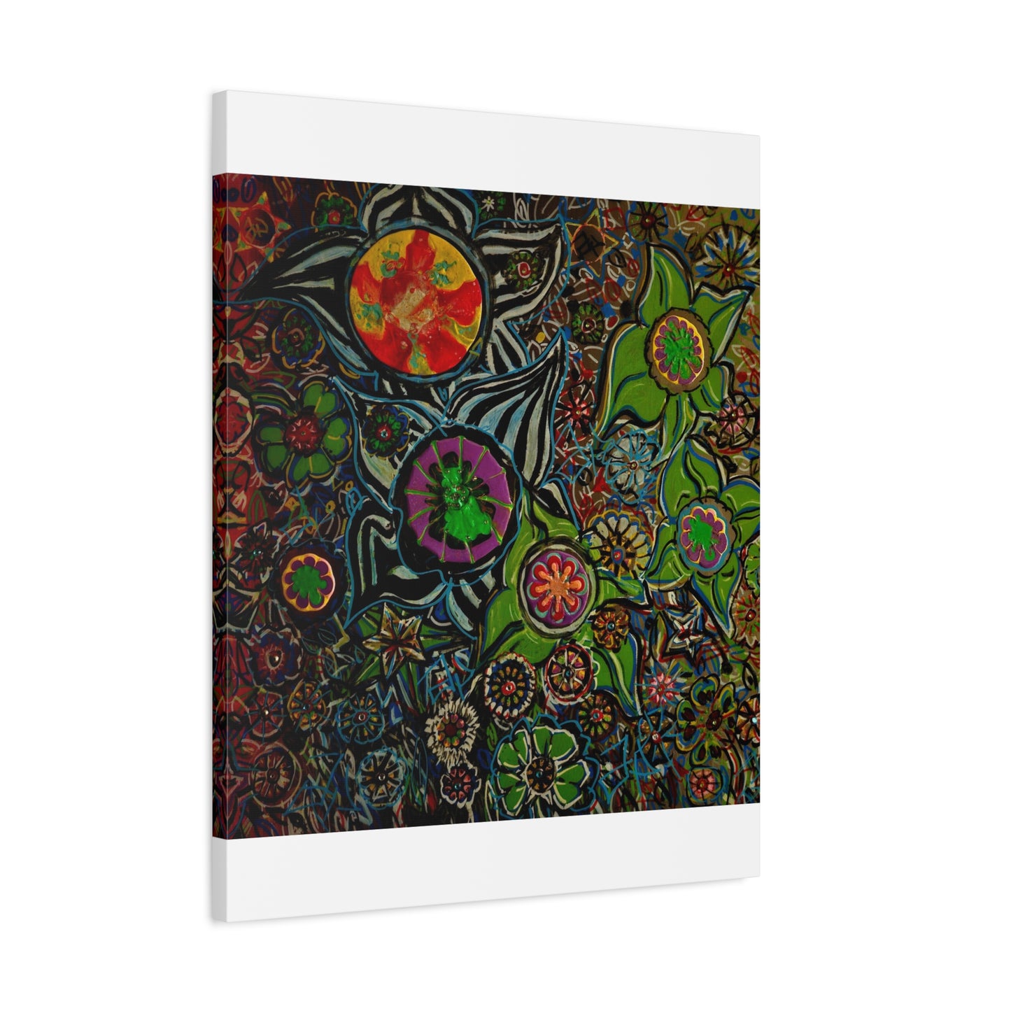 Urban_gardening-03 - Psychedelic Floral Canvas Print — Vibrant Abstract Garden Wall Art