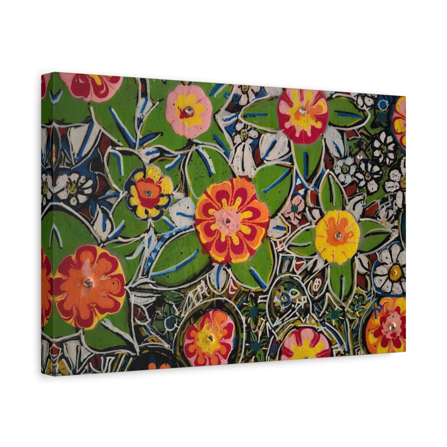 Urban_gardening-04 - Floral Pop Matte Stretched Canvas – Colorful Hand-Painted Garden Wall Art