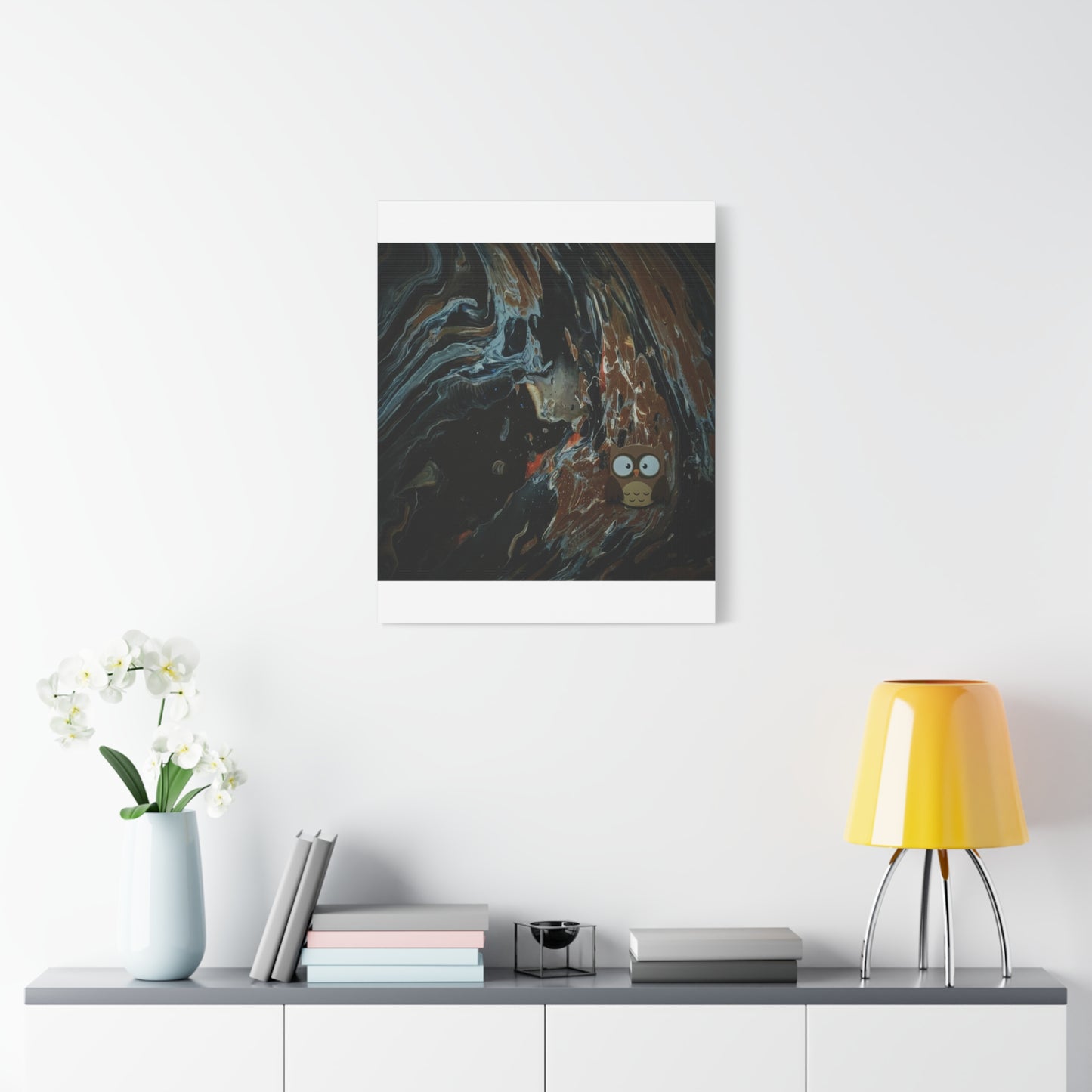Abstract Swirl Owl Matte Canvas Print