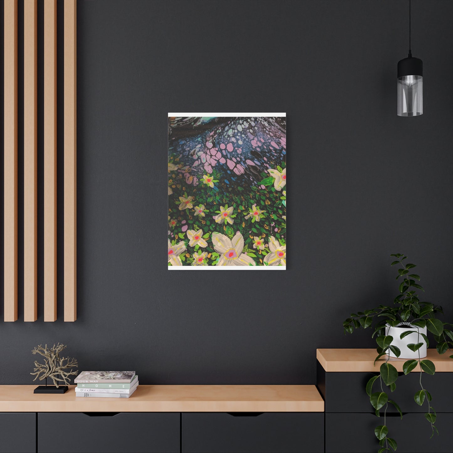 Floetrol&Flowers - Night Pour Garden Matte Canvas Print — Stretched Wall Art