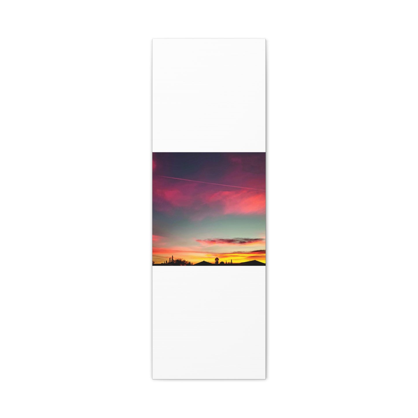 pink sky at morning - Horizon Matte Canvas Print — Vibrant Pink & Teal Sky Wall Art, Stretched 1.25"