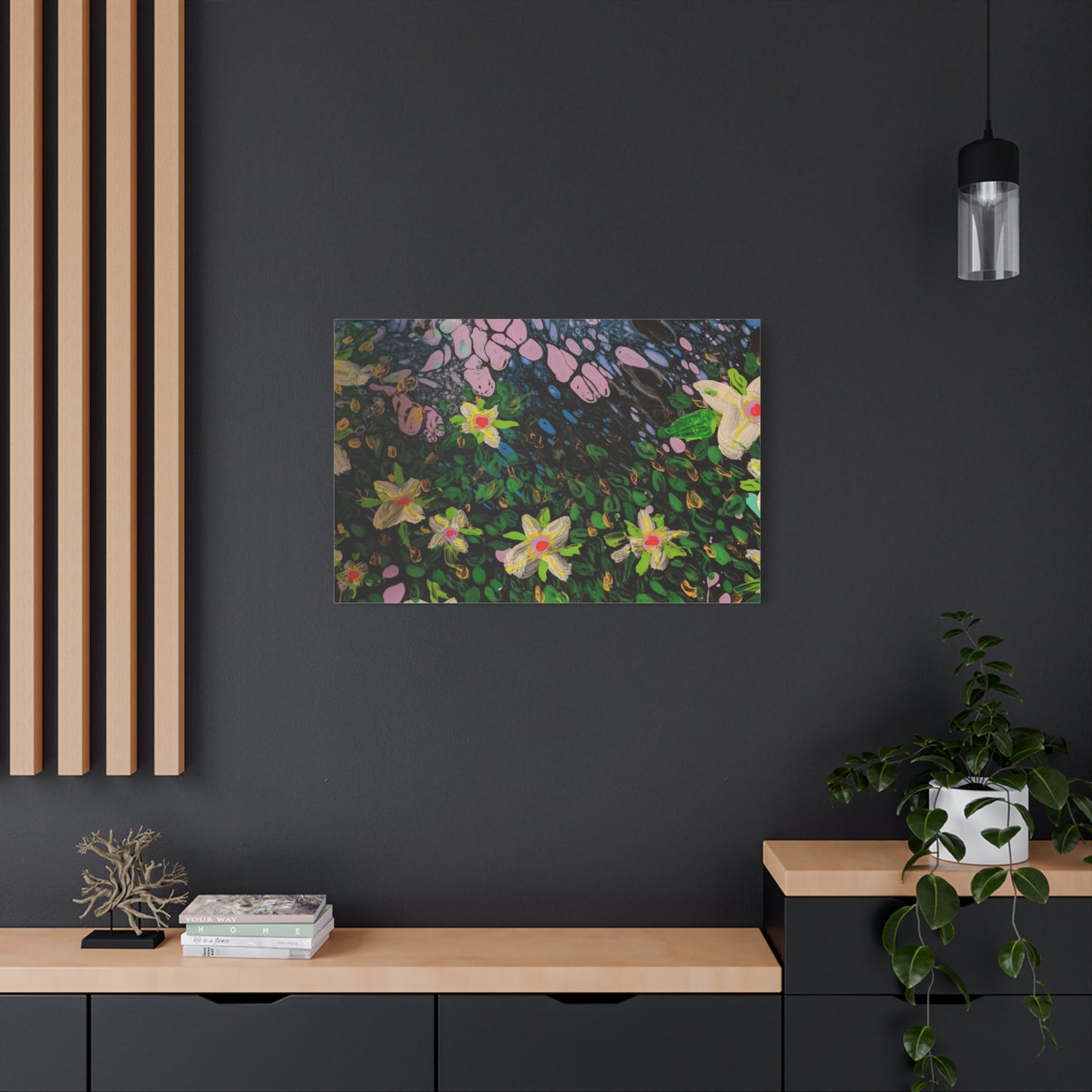 Floetrol&Flowers - Night Pour Garden Matte Canvas Print — Stretched Wall Art
