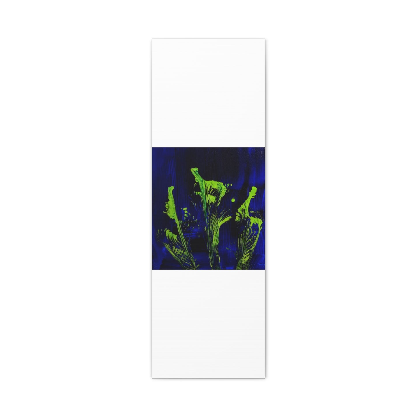 calla_lillies_pt.2 - Neon Floral Abstract Canvas Print — Blue & Lime Stretched Wall Art