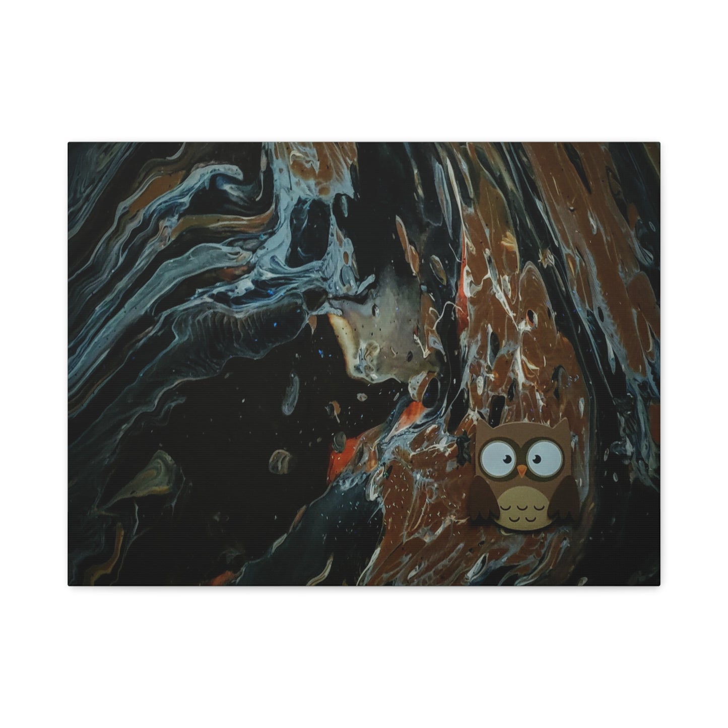 Abstract Swirl Owl Matte Canvas Print