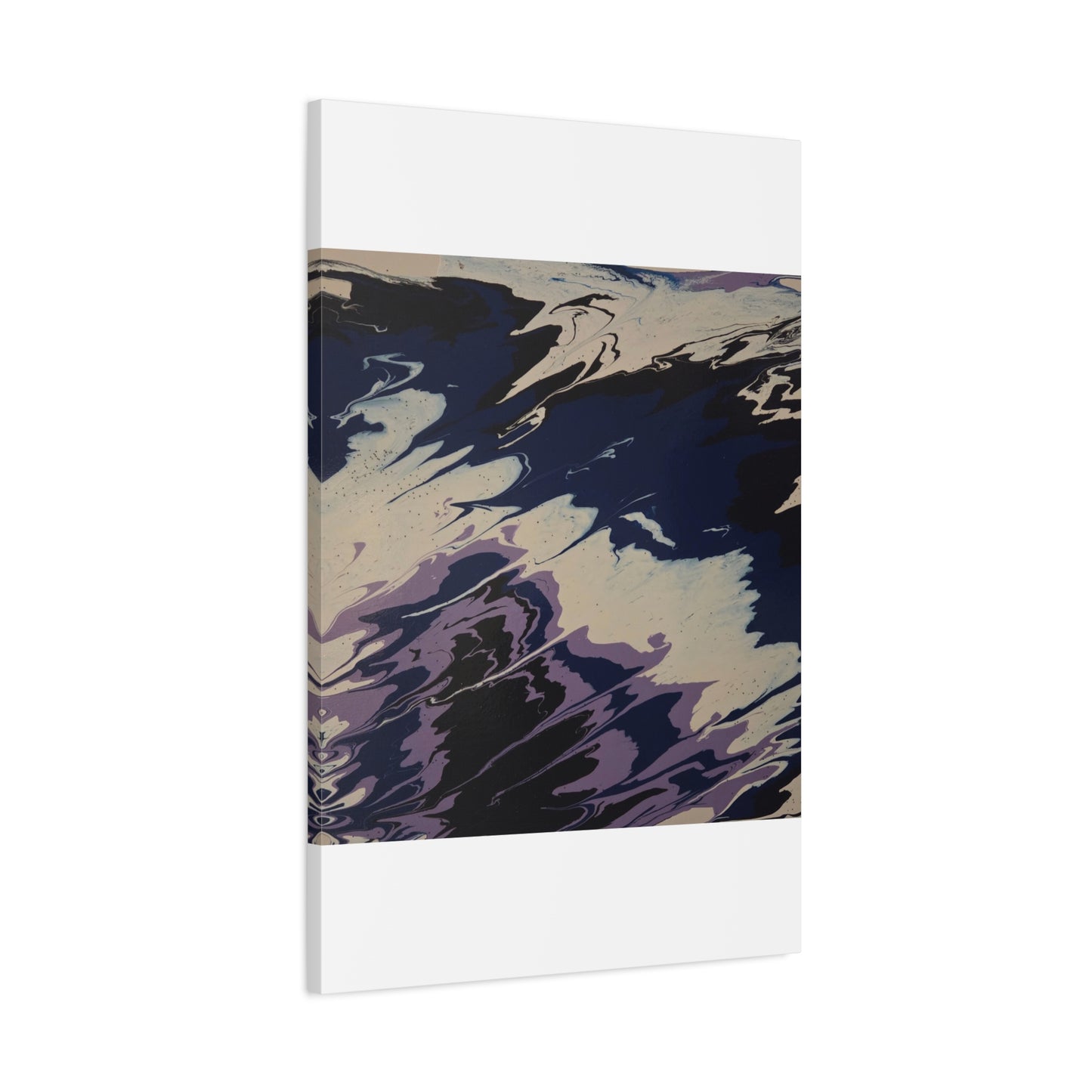 Abstract Navy & Lavender Wave Matte Stretched Canvas (1.25")