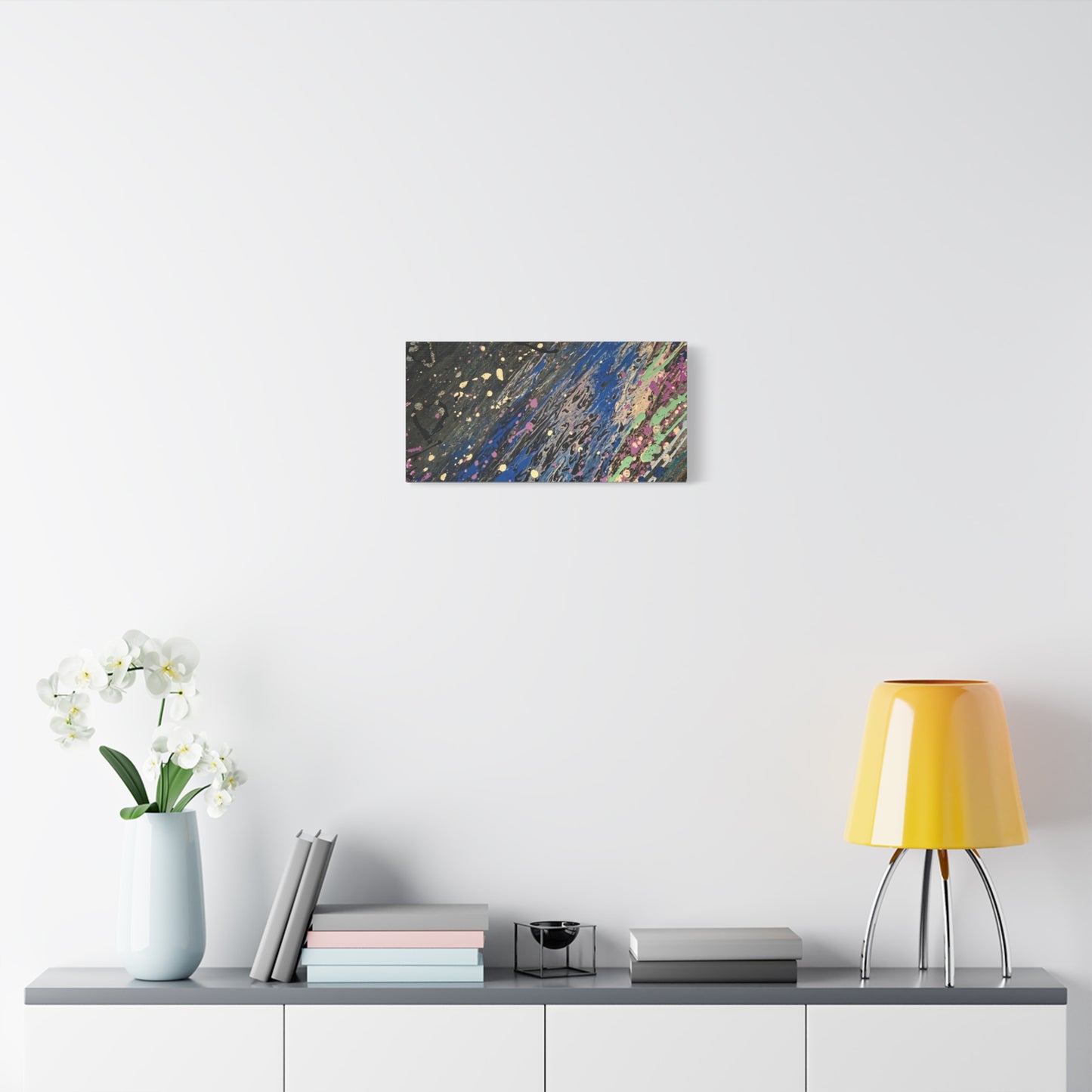 Abstract Splatter Matte Canvas Print — Colorful Fluid Art Wall Decor, Stretched 1.25"
