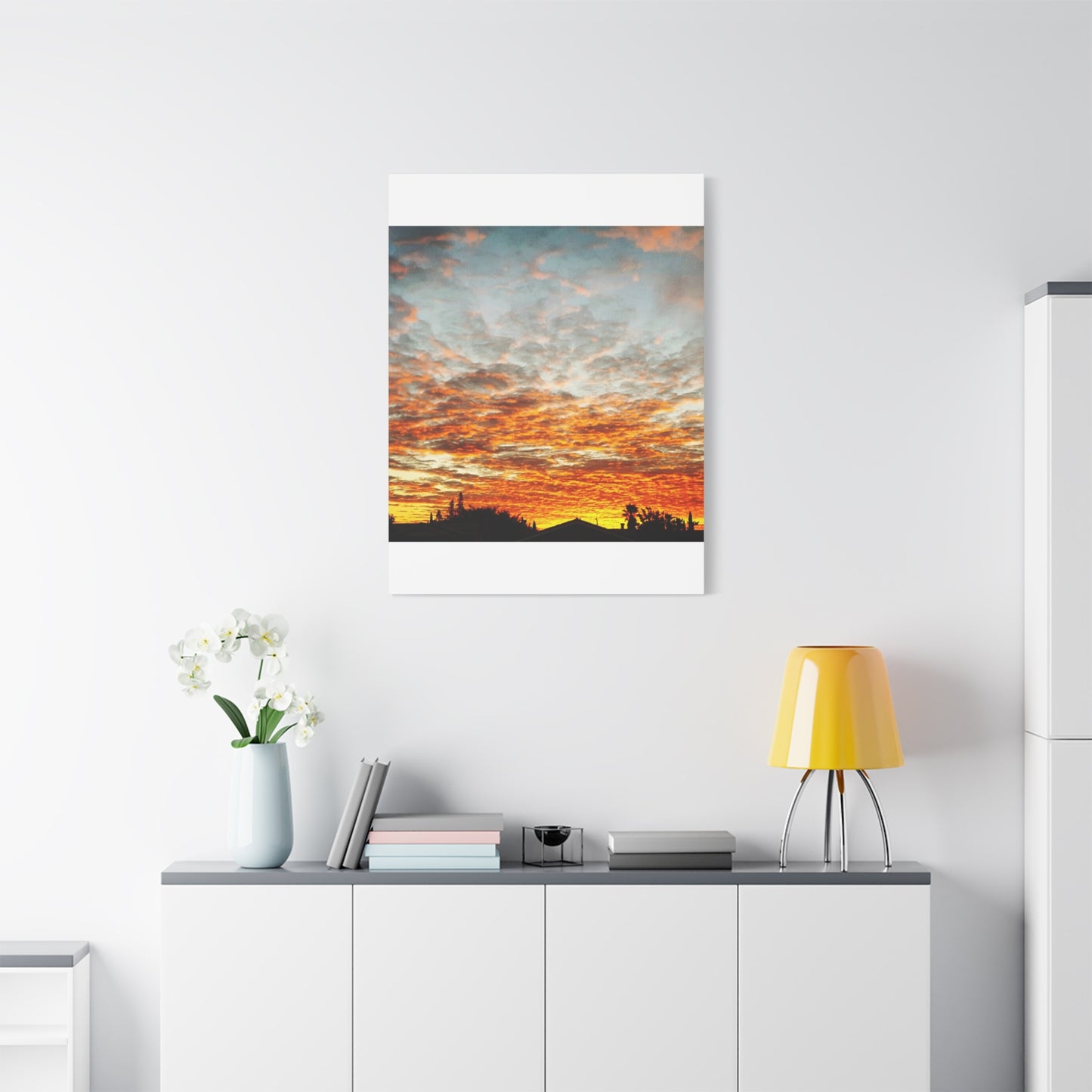 Sunset Sky Canvas Print — Orange Cloudscape Matte Stretched Wall Art
