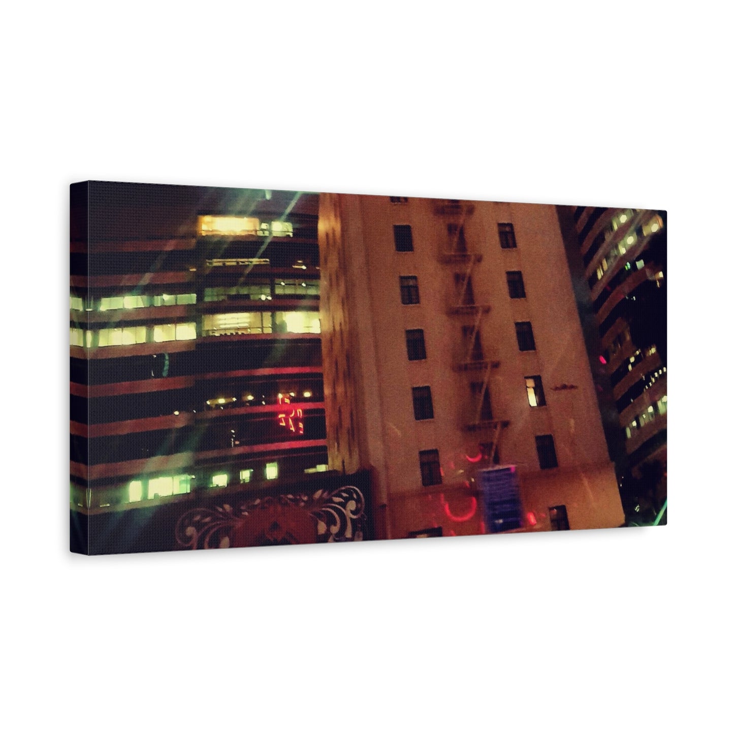 Hotel DeAnza - City Nightscape Canvas Print — Urban Street Art Building Matte Stretched 1.25"