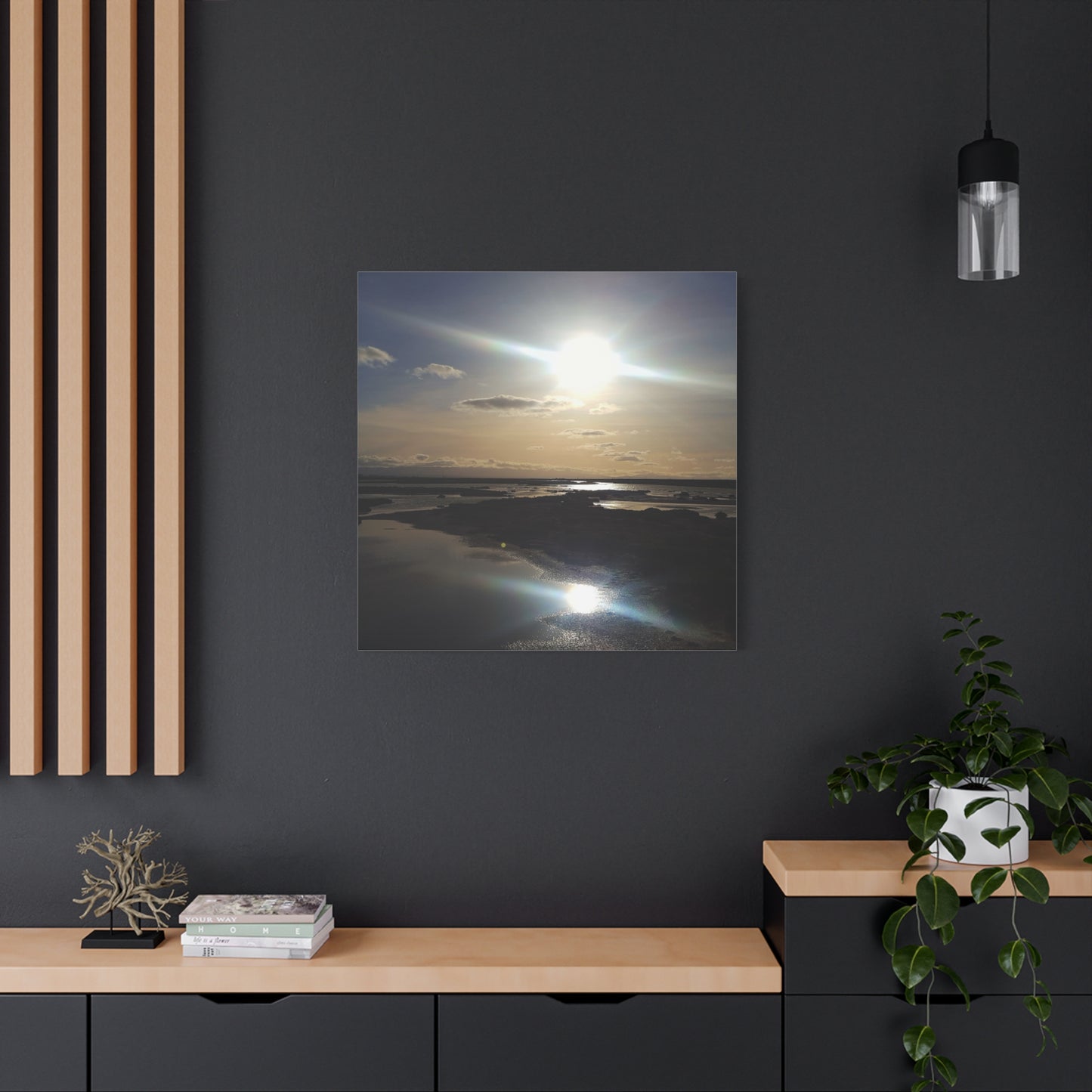 Sunlit Coastal Reflection (don edwards preserve)Canvas Print — Matte Stretched Wall Art