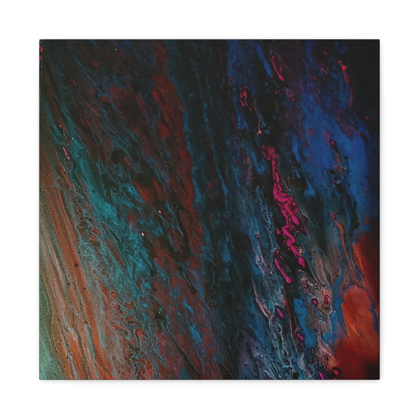 Abstract Fluid Art Canvas Wall Art - Jupiter pour — Vibrant Ocean Night Matte Stretched Canvas