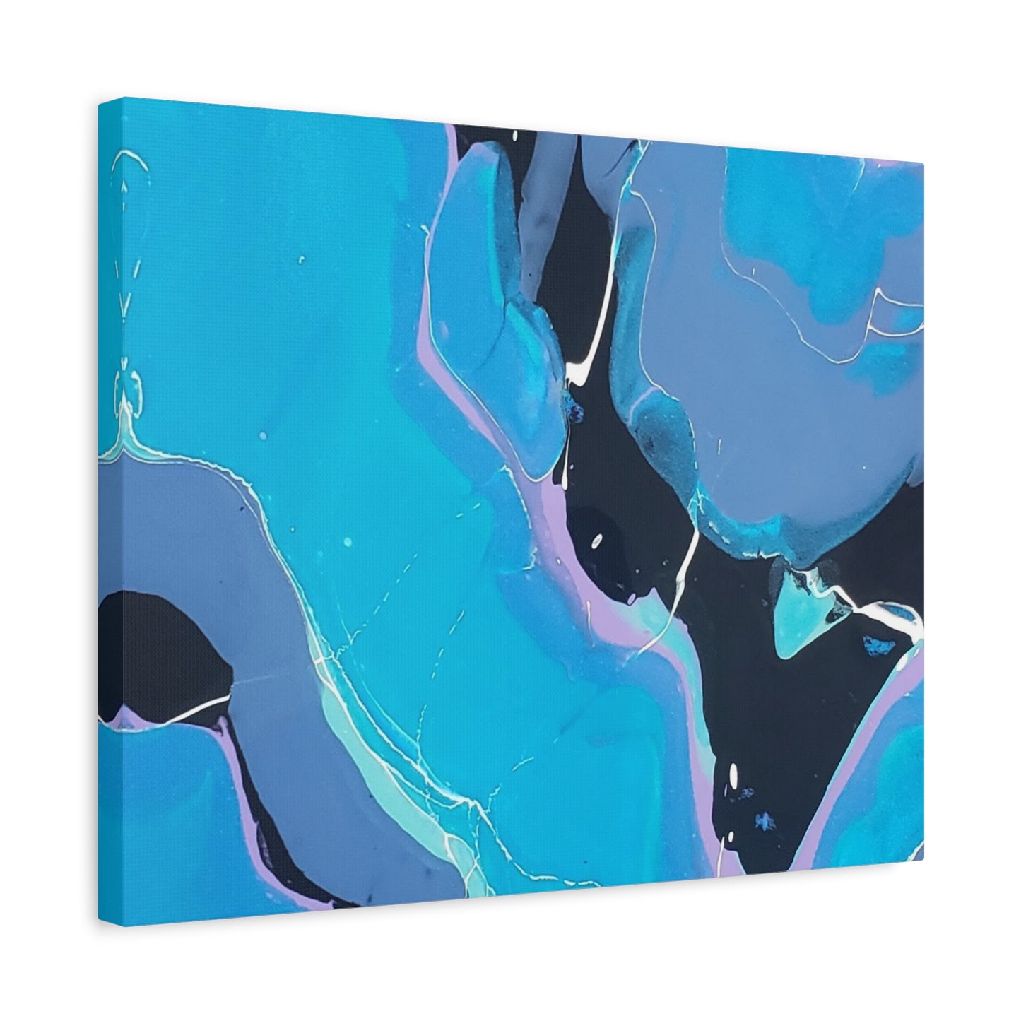 Abstract Blue Fluid Art Canvas Print — Matte Stretched Wall Art 1.25"