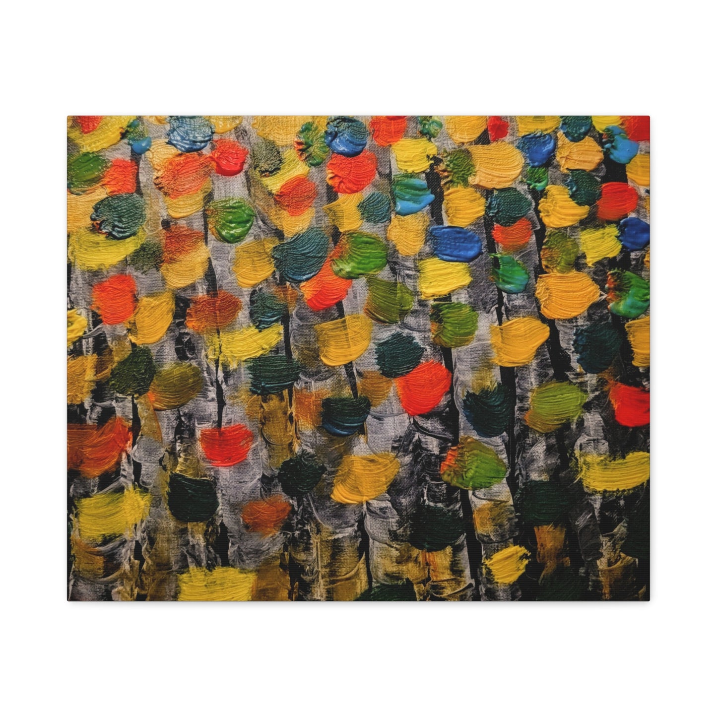 birch trees with color strokes - Abstract Color Bloom Matte Canvas Wall Art — Stretched 1.25"