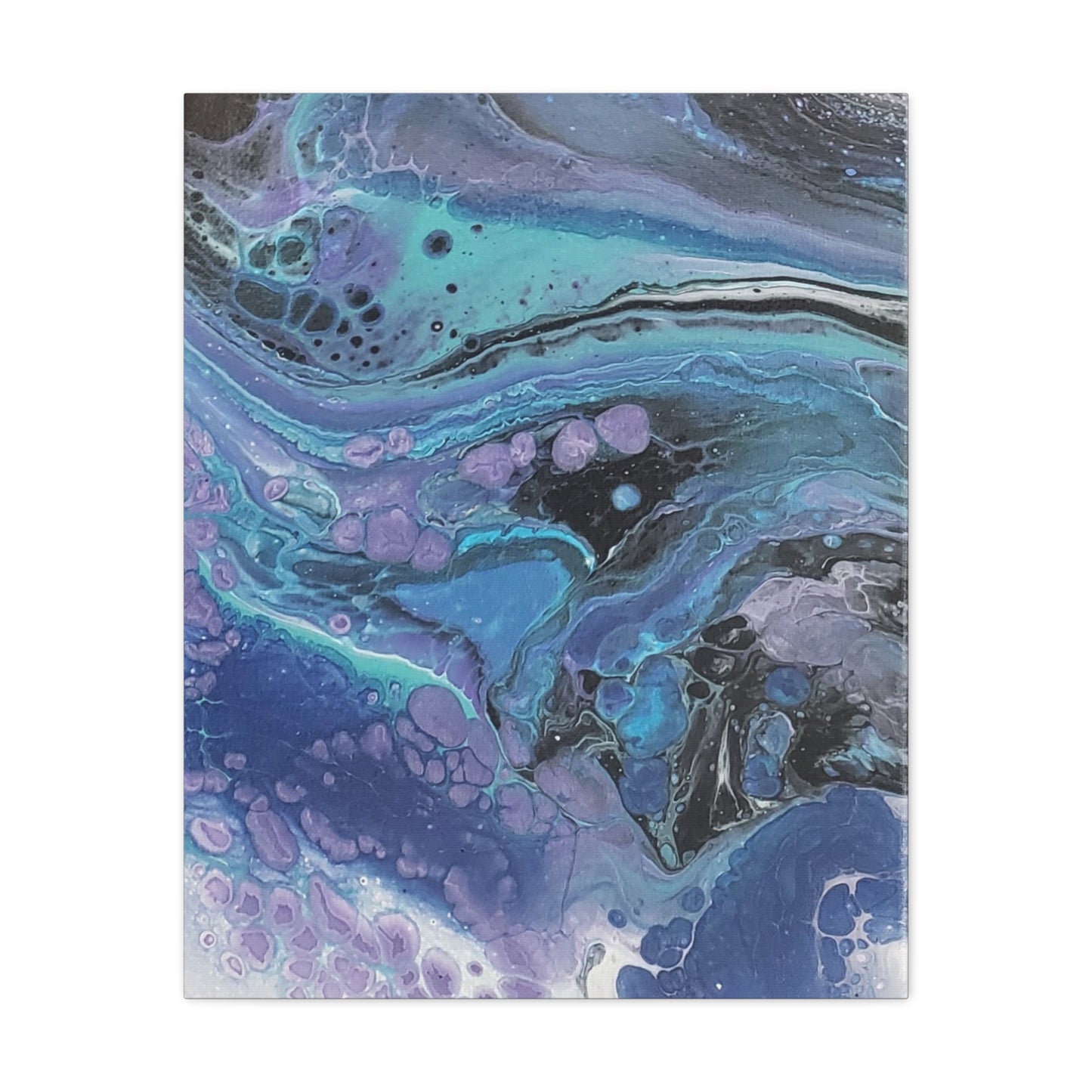 Abstract Ocean Wave Matte Canvas Print — Blue & Purple Fluid Art, Stretched 1.25"