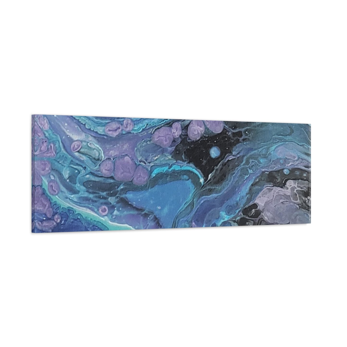 Abstract Ocean Wave Matte Canvas Print — Blue & Purple Fluid Art, Stretched 1.25"
