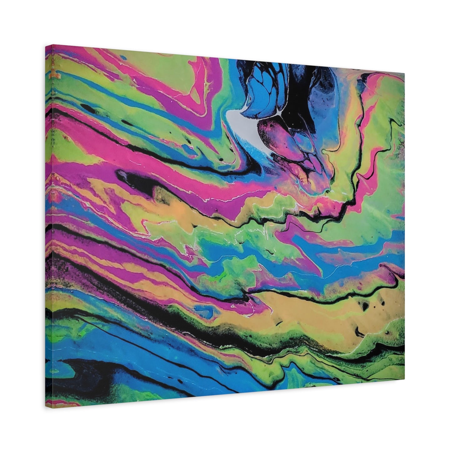 Abstract Neon Fluid Art Canvas Print — Vibrant Psychedelic Wall Decor