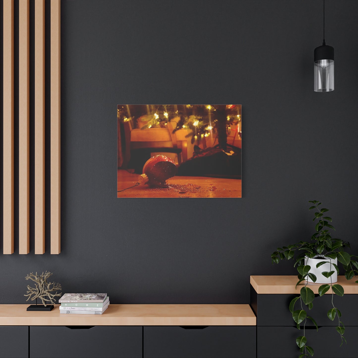 Christmas Tree Ornament Photo Canvas – Cozy Holiday Still Life Wall Art
