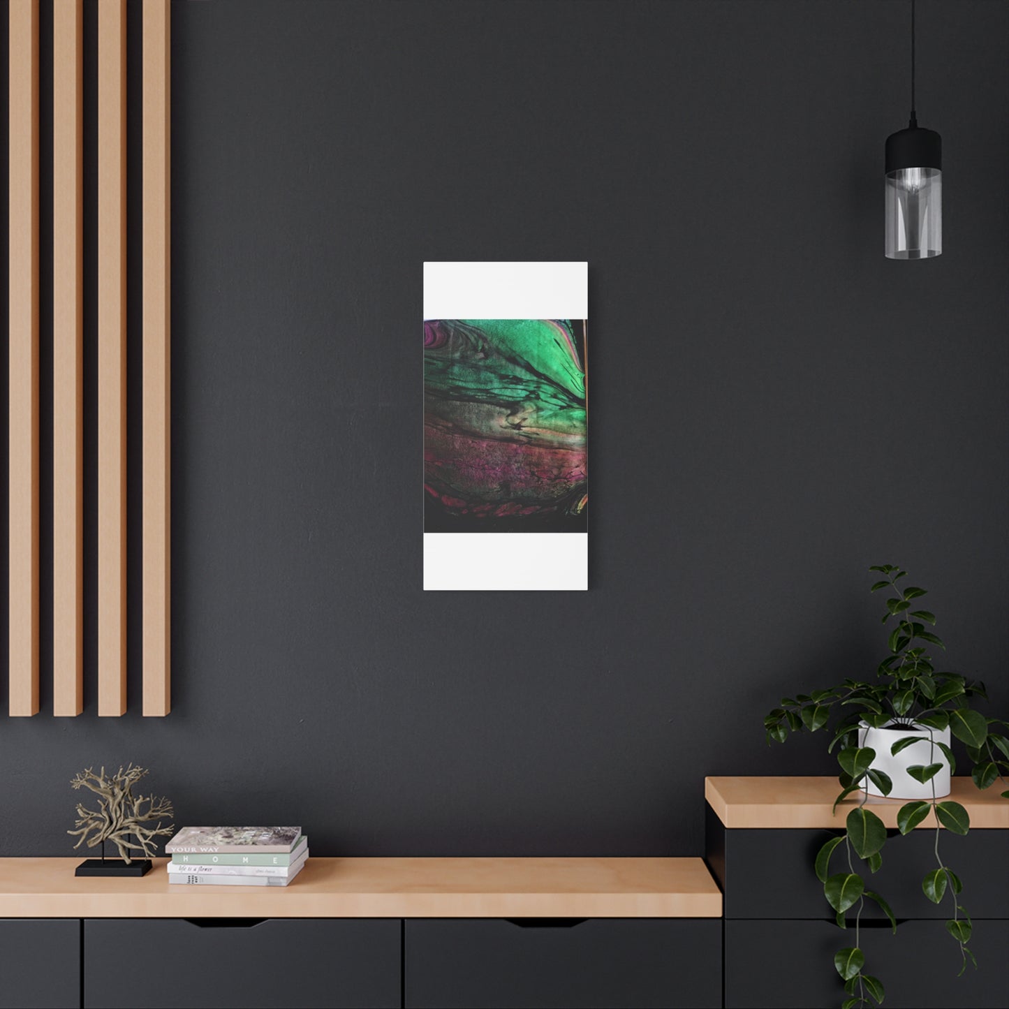 flame tempered pour - Abstract Teal & Magenta Canvas Wall Art — Matte Stretched 1.25"