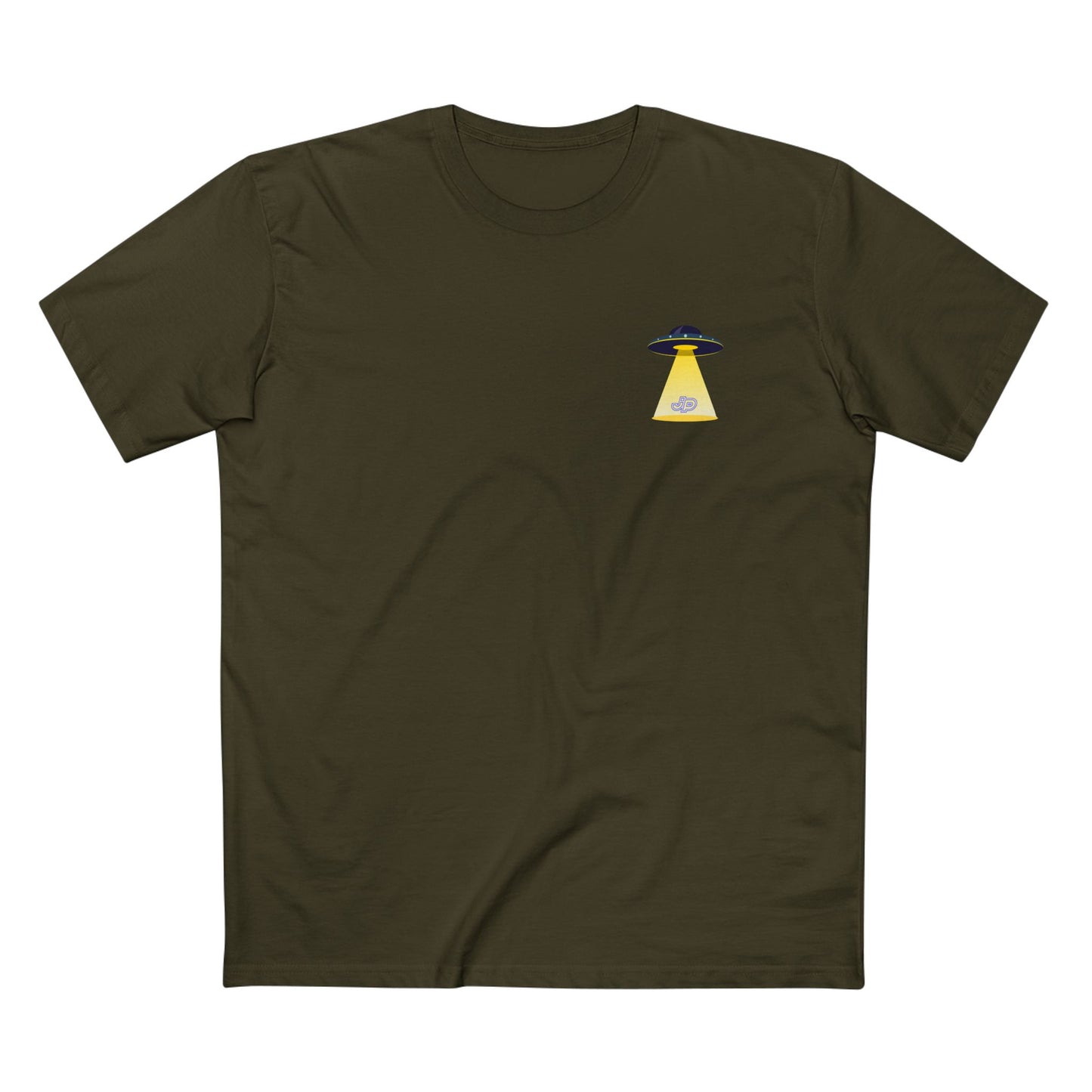 UFO Chest Pocket Tee — Retro Rocket Back Graphic Shirt