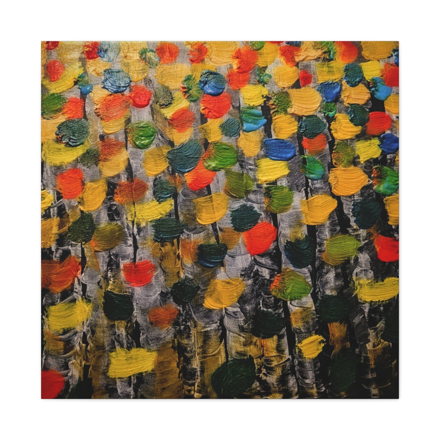 birch trees with color strokes - Abstract Color Bloom Matte Canvas Wall Art — Stretched 1.25"