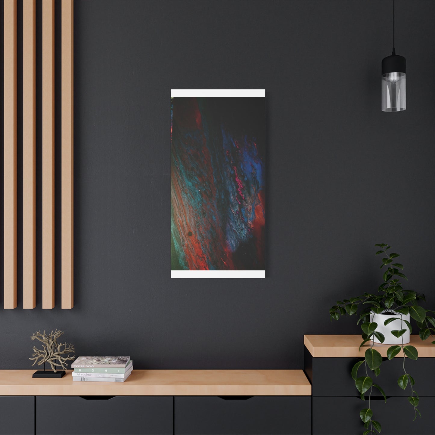 Abstract Fluid Art Canvas Wall Art - Jupiter pour — Vibrant Ocean Night Matte Stretched Canvas