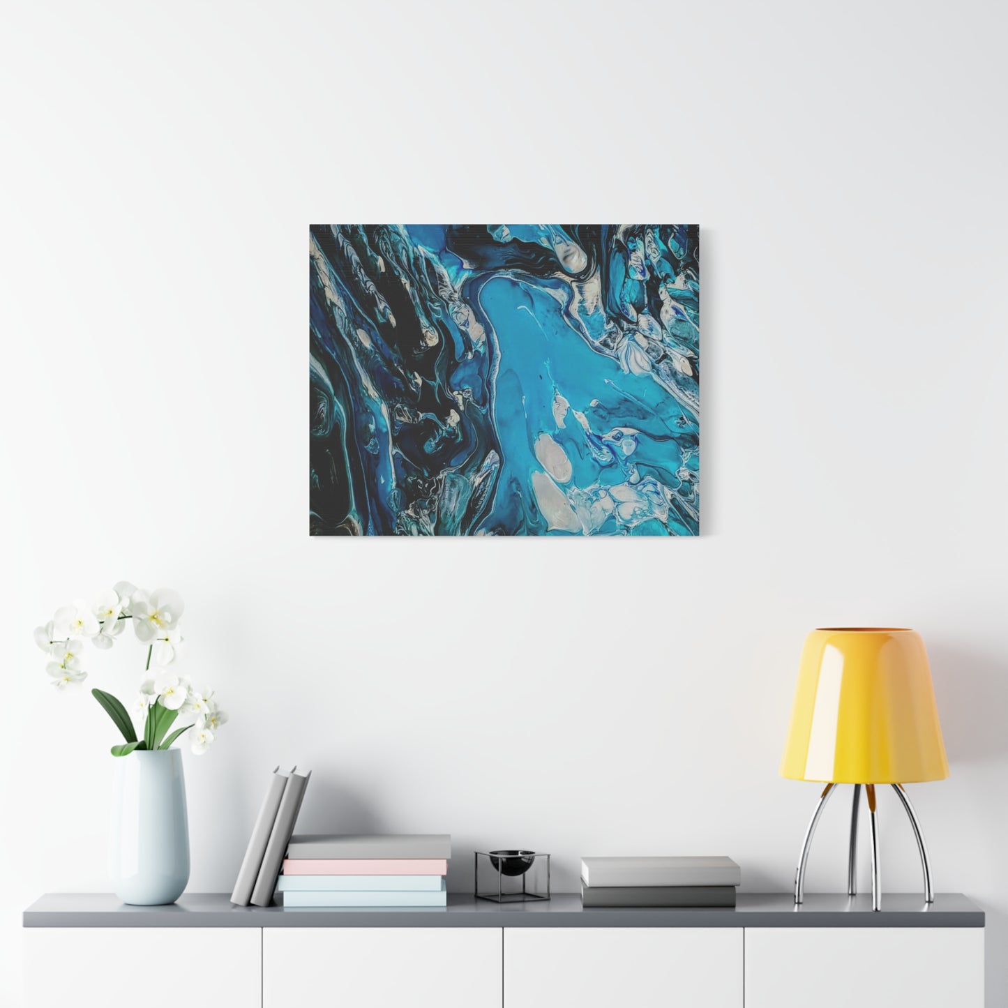 Blue Ocean Abstract Matte Canvas Print — Stretched Wall Art