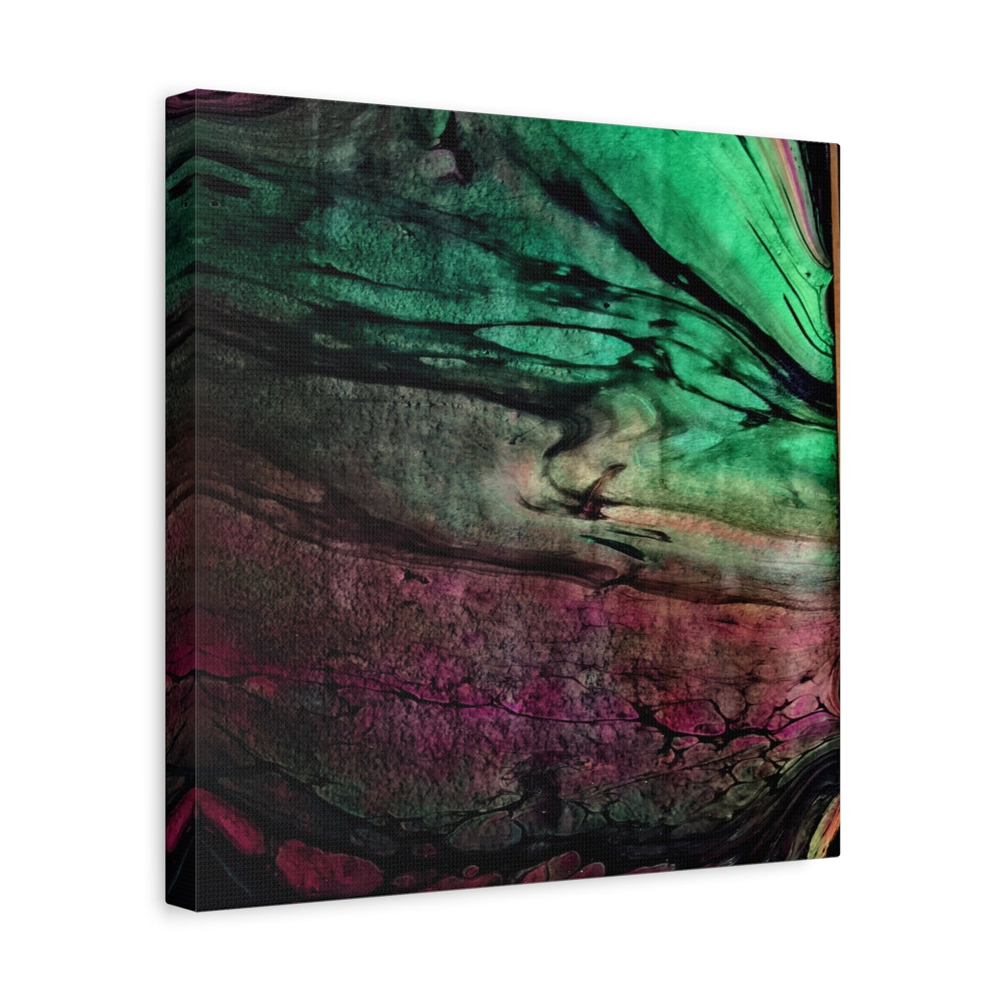 flame tempered pour - Abstract Teal & Magenta Canvas Wall Art — Matte Stretched 1.25"
