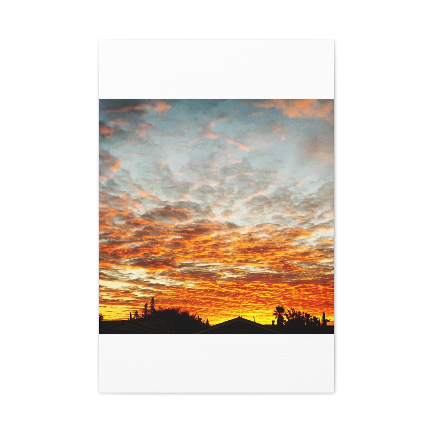 Sunset Sky Canvas Print — Orange Cloudscape Matte Stretched Wall Art